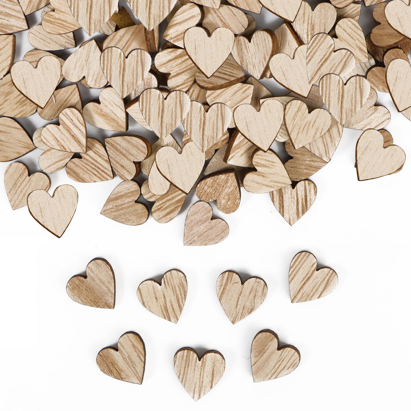 COLOFALLA 100pcs Wooden Heart Confetti for Wedding Communion Valentine Christening Decoration Party Ornament Birthday Baby Shower (Heart)