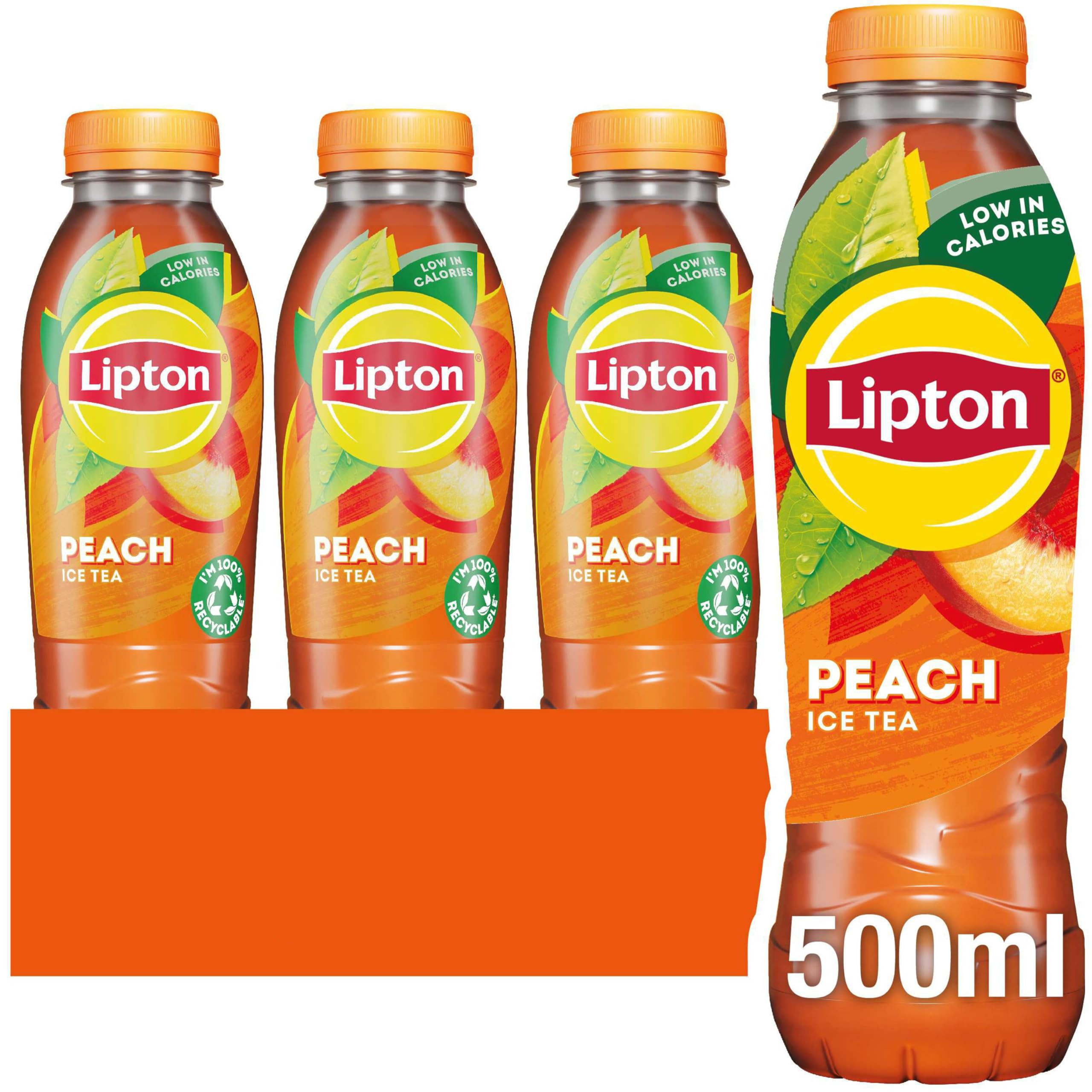 Lipton​ Peach Bottled Ice Tea 500 ml​ (Pack of 24), Low Calorie​ Soft Drink​, 100% Black Tea Extract​