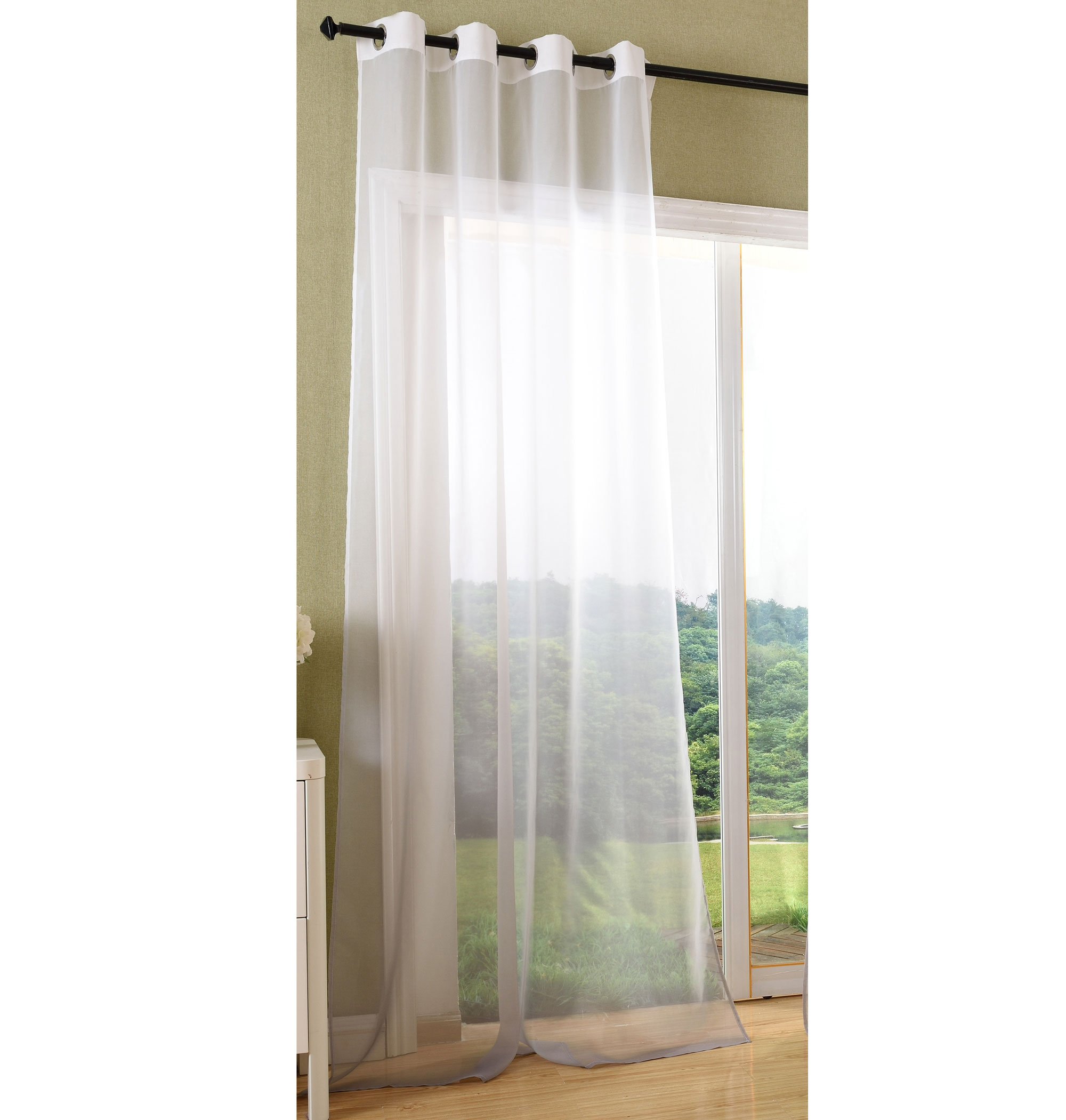 GardinenboxEyelet curtain transparent colour gradient curtain with eyelets, ÖKÖTEX standard 100, 100% polyester, grey, 1 piece 245 x 140 cm