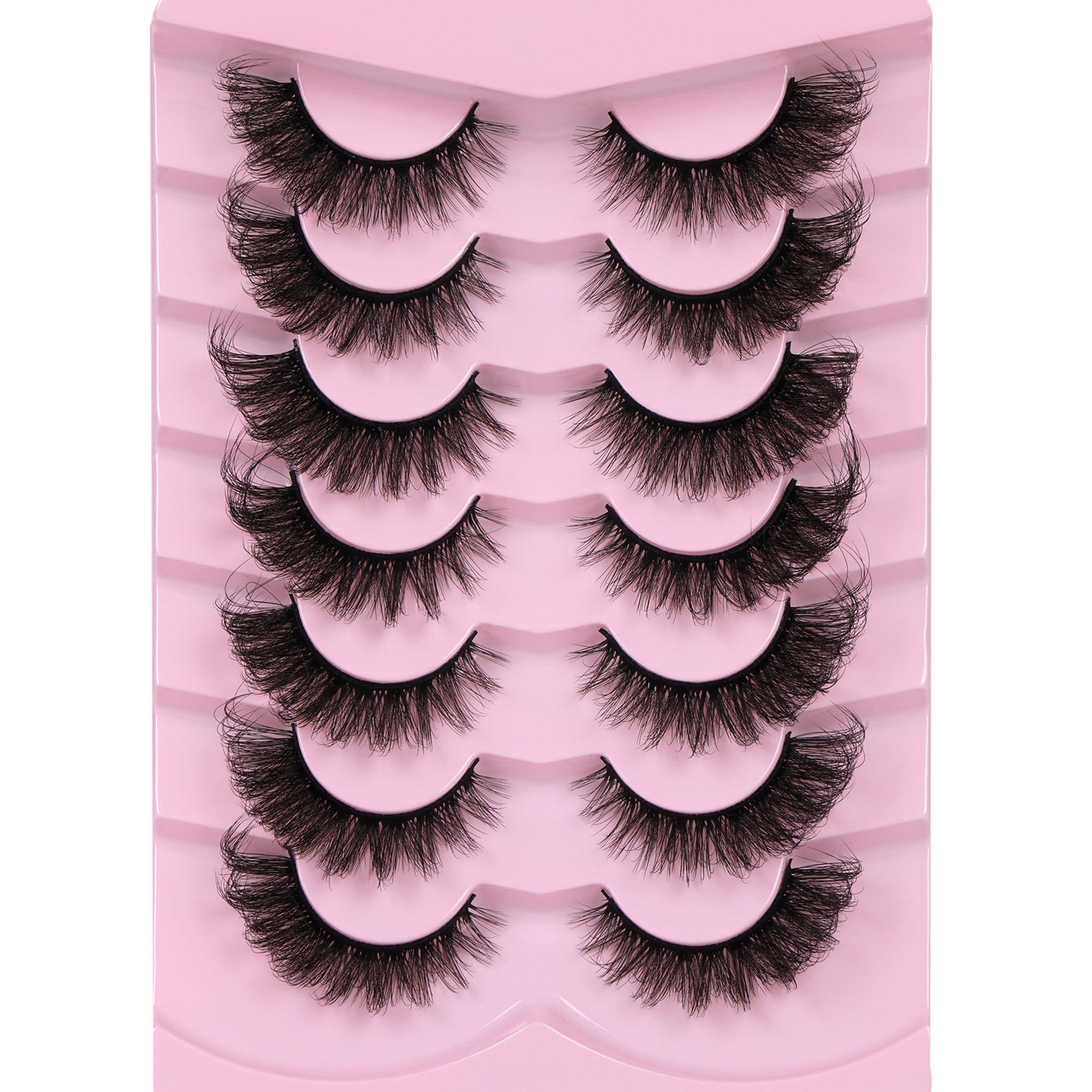 Ruairie False Eyelashes Fluffy Wispy Fake Eyelashes Pack Natural Cat Eye Lashes 20MM Long 8D Dramatic False Lashes Strip 7 Pairs Fox Eye Lashes