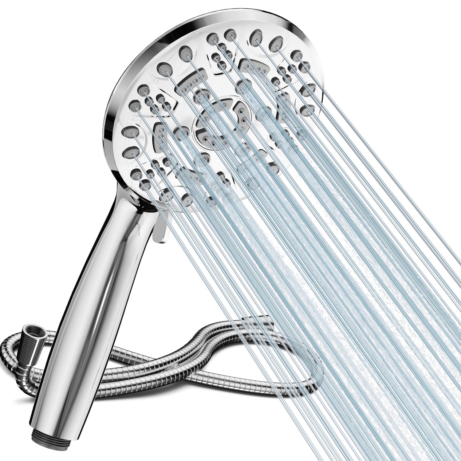 Cobbe Shower Head with Hose, High Pressure Shower Head with 8 Spray Modes, Universal Bathroom Water Saving Shower Head Set, Large Powerful Flow Rain Showerhead for Low Water Pressure