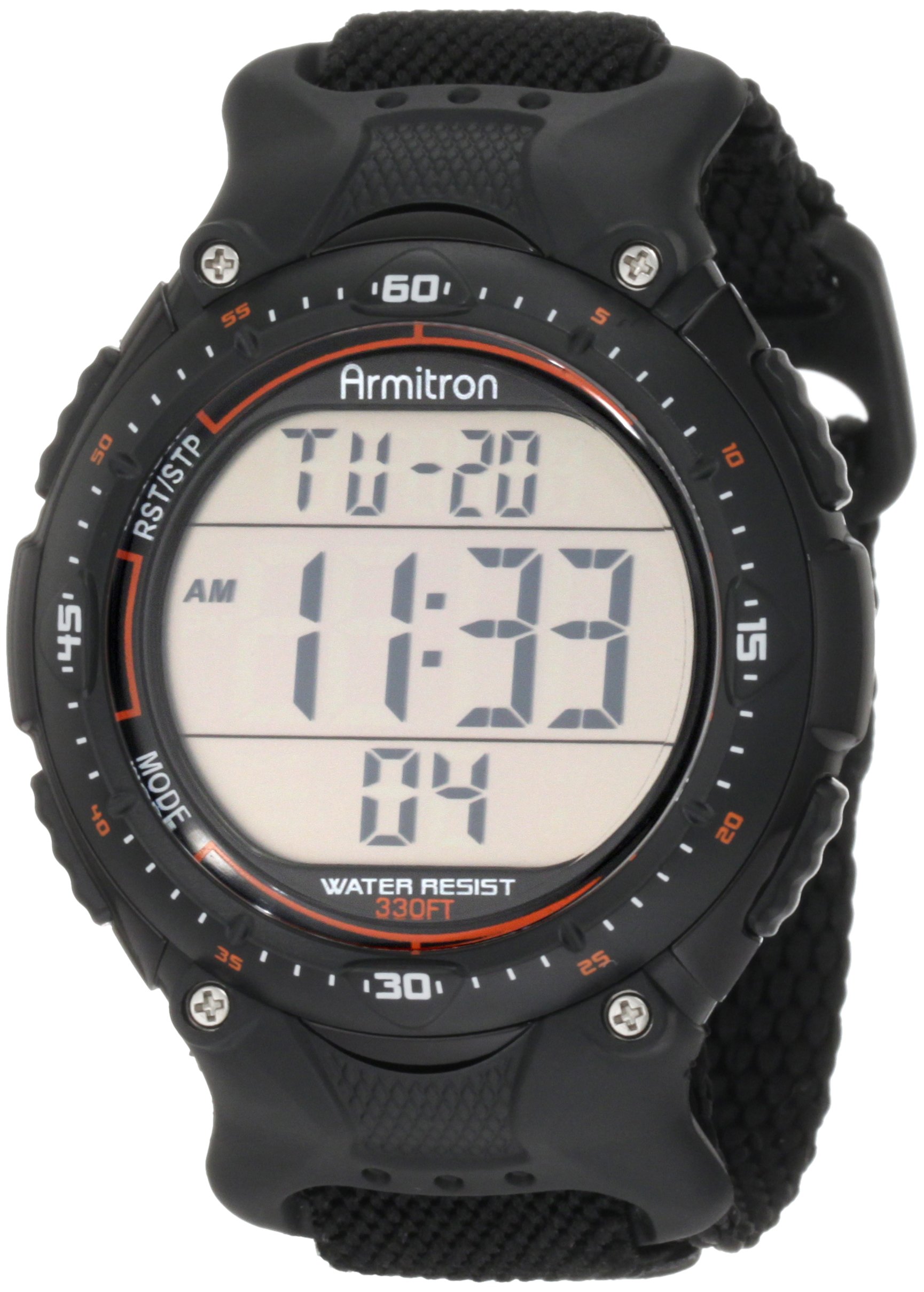 ArmitronSport Men's 408159BLK Chronograph Black Strap Digital Display Watch