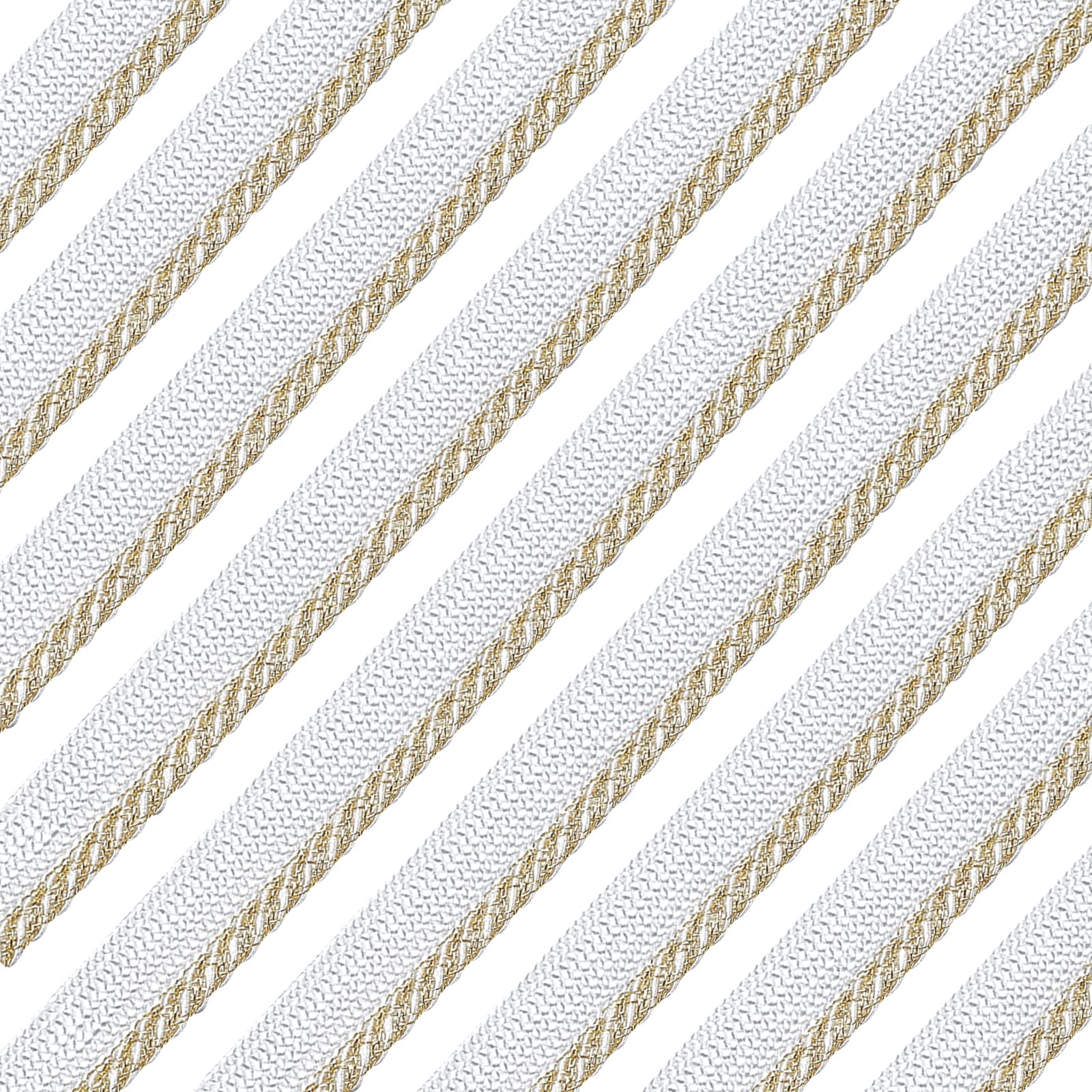 AHANDMAKER 10 Yards 11 mm White/Gold Cord-edge Piping Trim, Piping Trim with Cord Lip Cord Trim, for Sewing Clothing Pillows Lamps Draperies