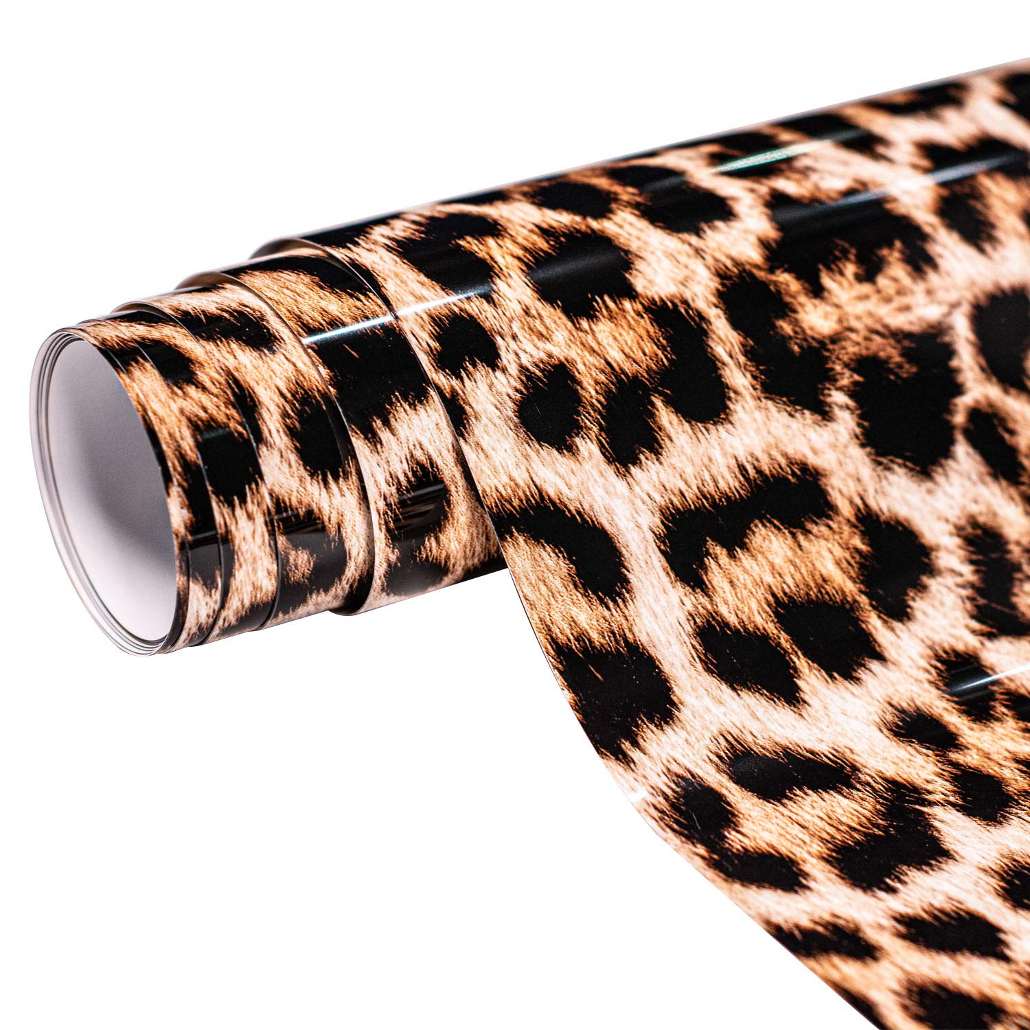 Mabende Patterned PU Adhesive Vinyl 10''x 5 FT,Iron-On HTV for T-Shirts,Garments,Leopard Print Heat Transfer Vinyl Roll Compatible with Cricut,Silhouette and Cameo Cutters (Primary Leopard Print)