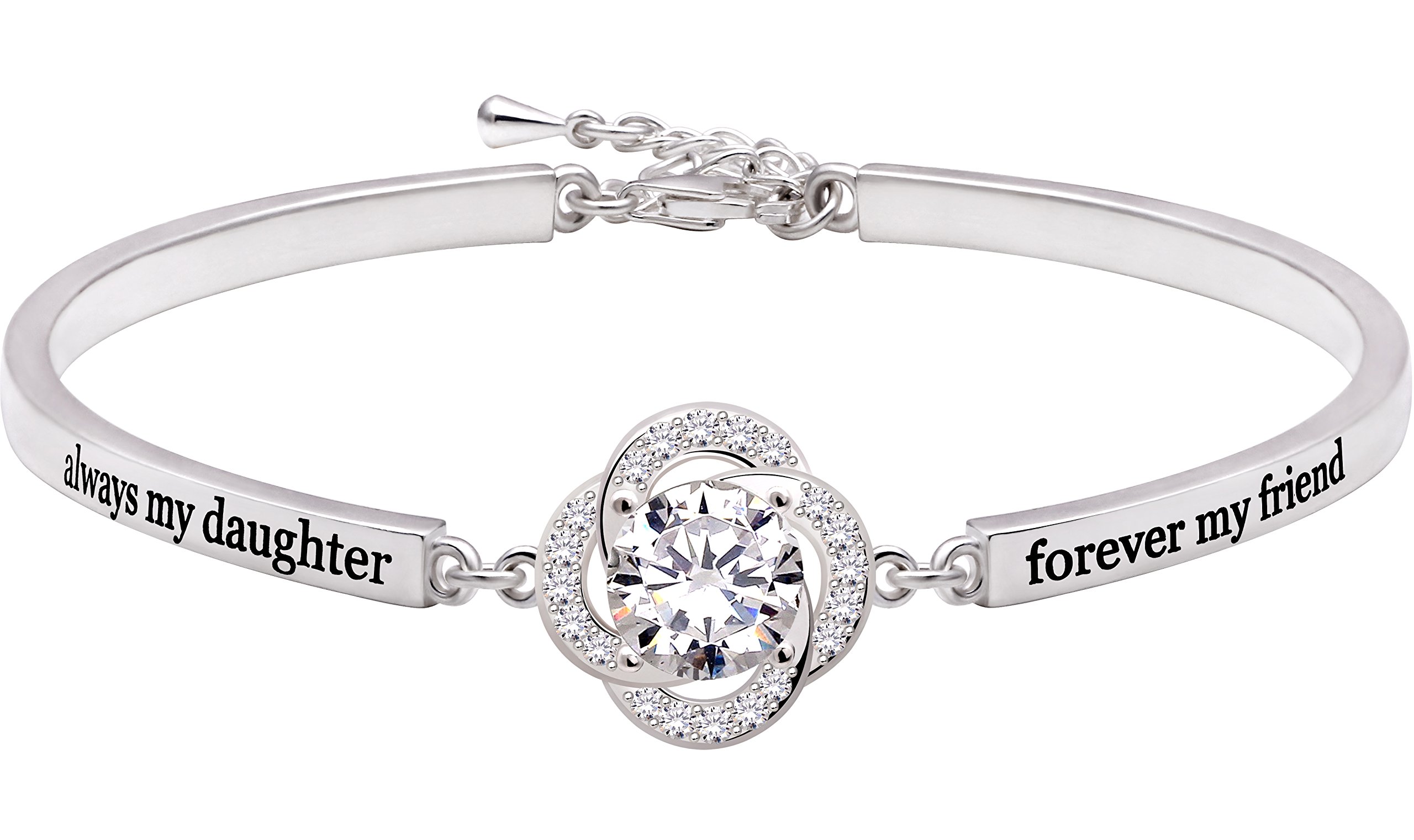 Jewelry Sterling Silver Always My Daughter Forever My Friend Cubic Zirconia Bracelet