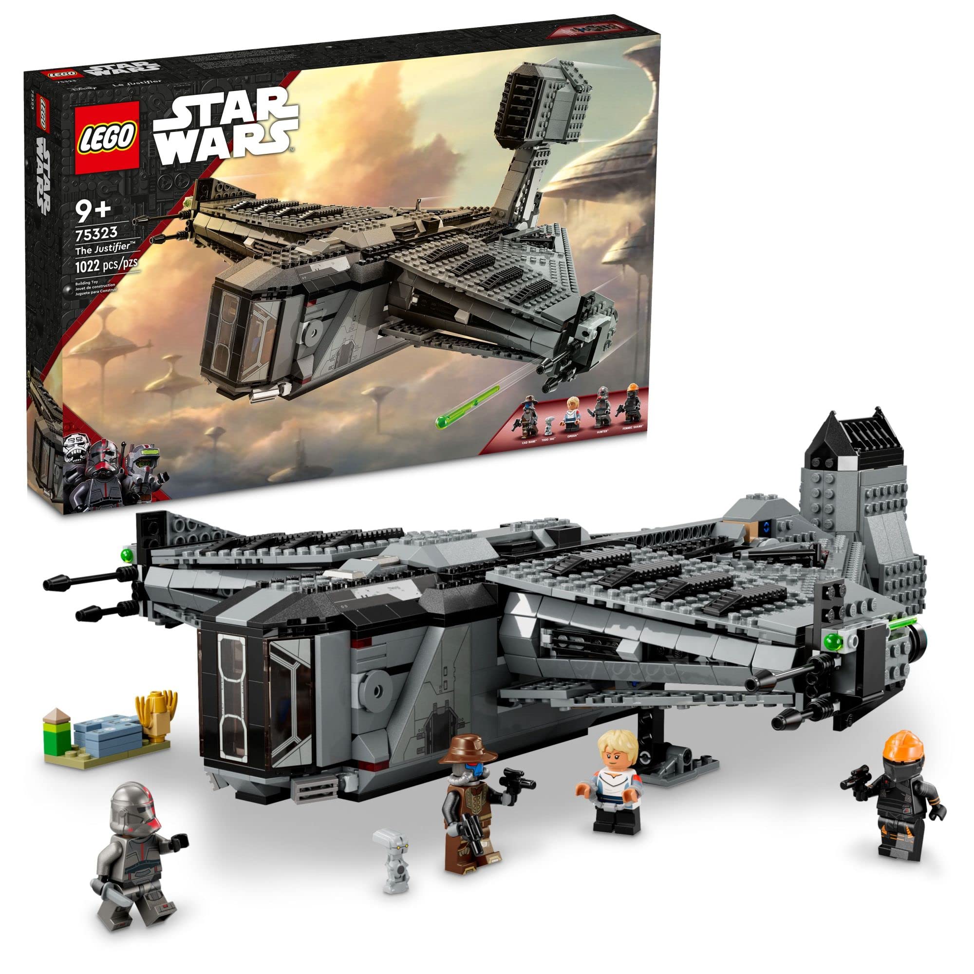 LEGOStar Wars The Justifier 75323, Buildable Toy Starship with Cad Bane Minifigure and Todo 360 Droid Figure, The Bad Batch Set, Gifts for Kids, Boys & Girls