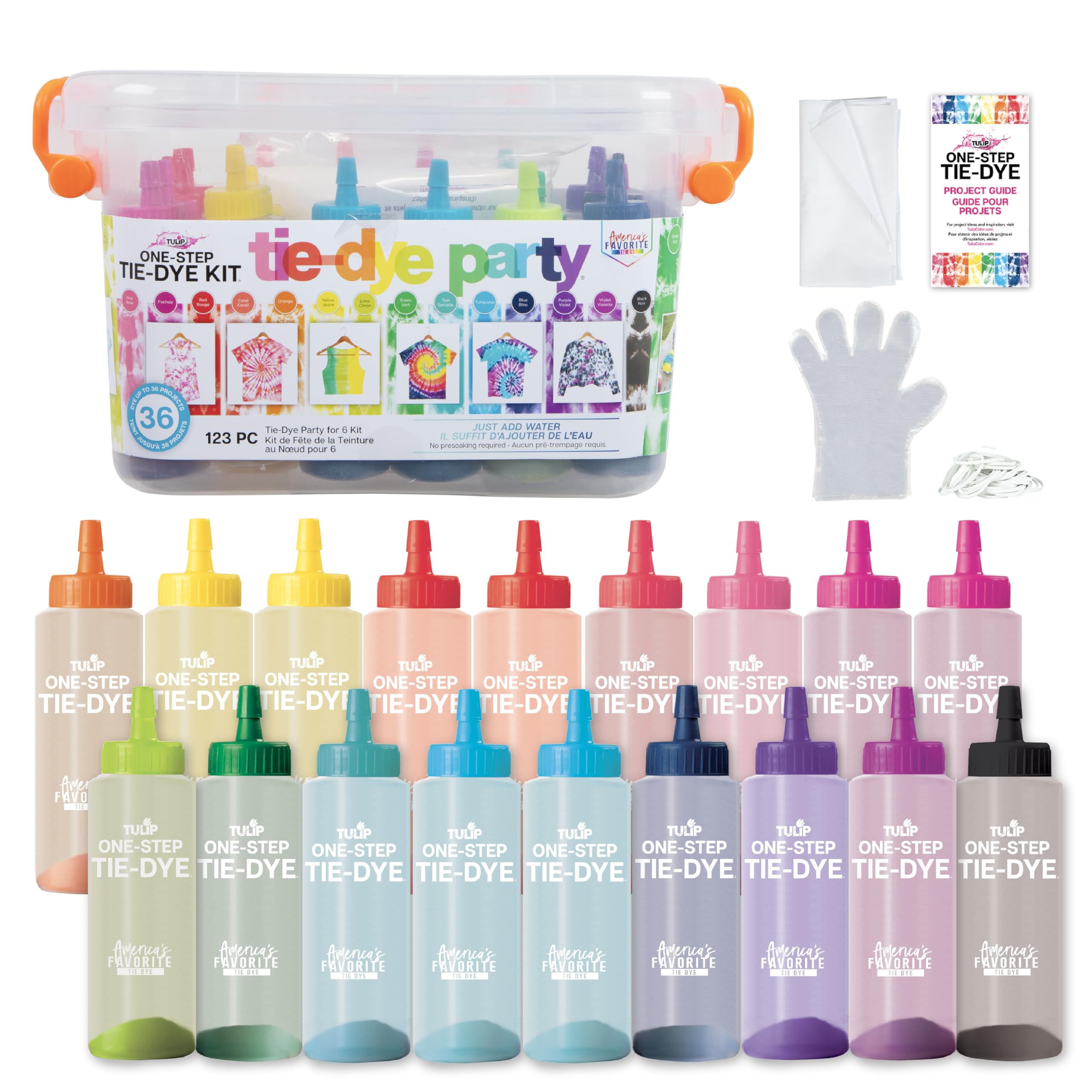 Tulip One-Step Tie-Dye Kit Party Creative Group Activities, All-in-1 DIY Fashion Dye Kit, Rainbow