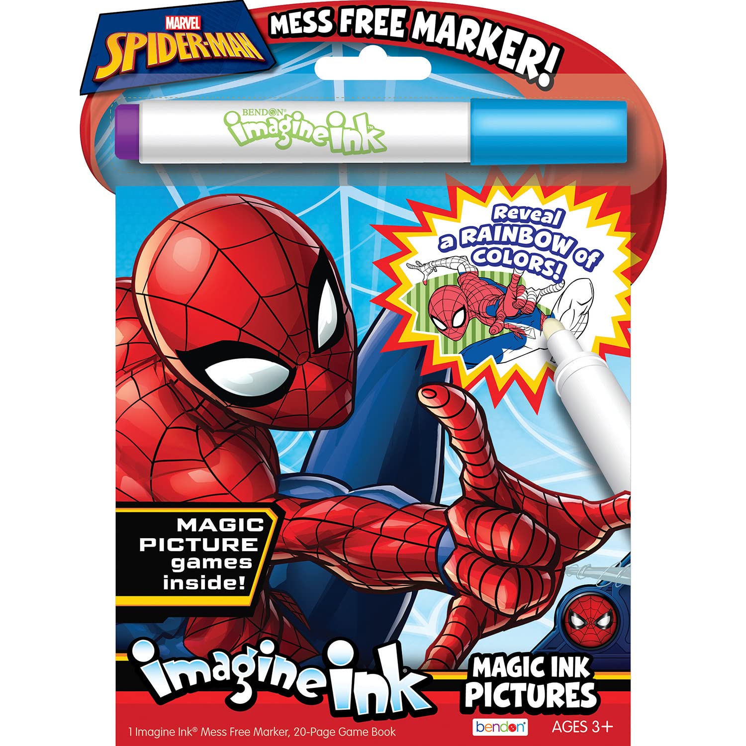 BendonMagic Ink Pictures Imagine Ink Game Book with Mess Free Marker (Spider-Man)