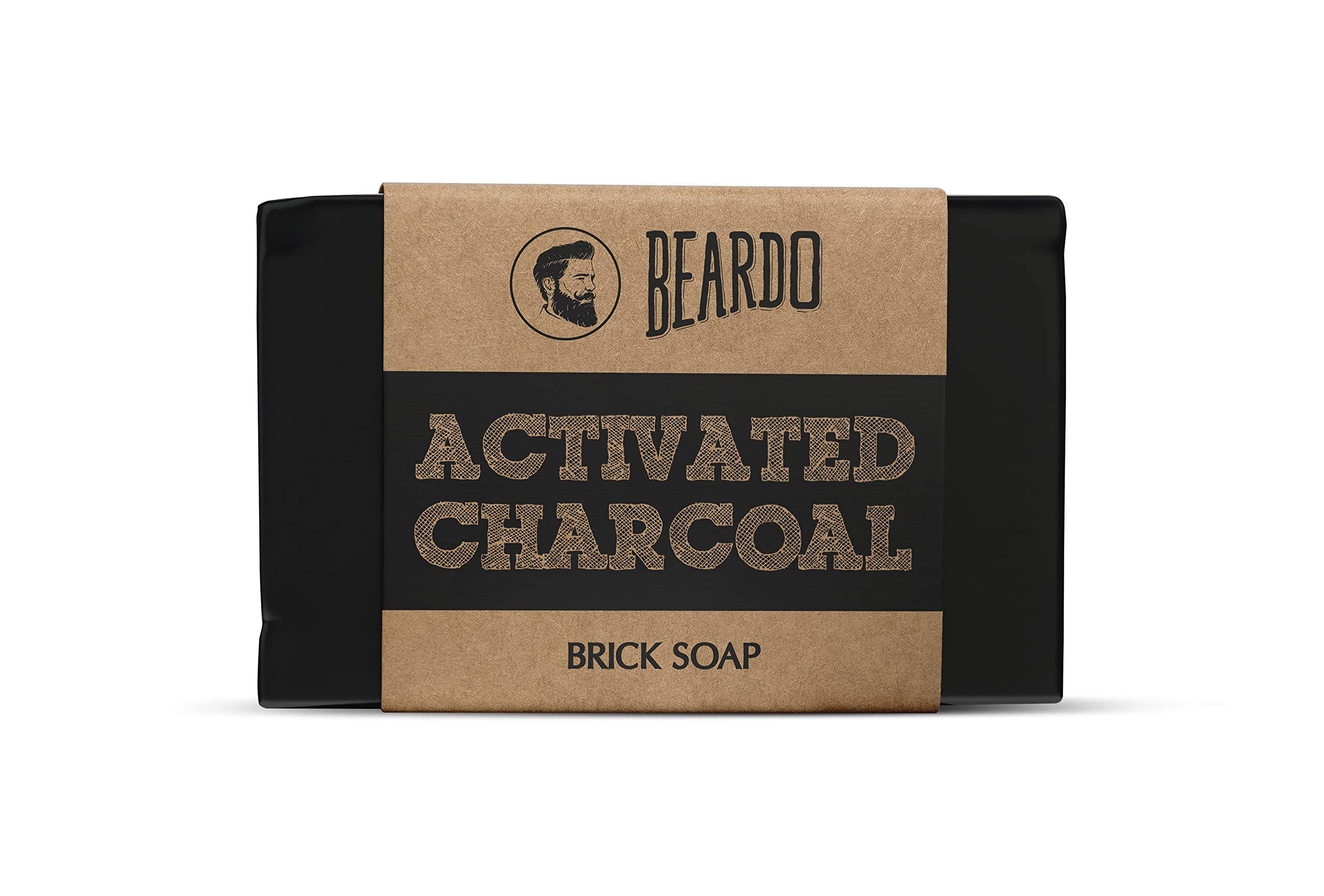 BeardoActivated Charcoal Brick Soap - Black, 125 g