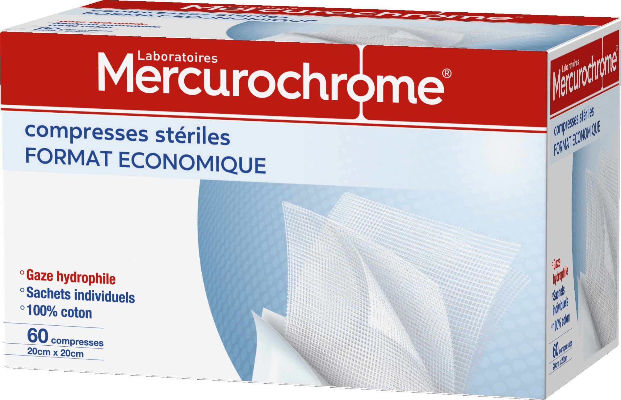 MERCUROCHROME Sterile Compresses 20 cm x 20 cm 60 Parent Units