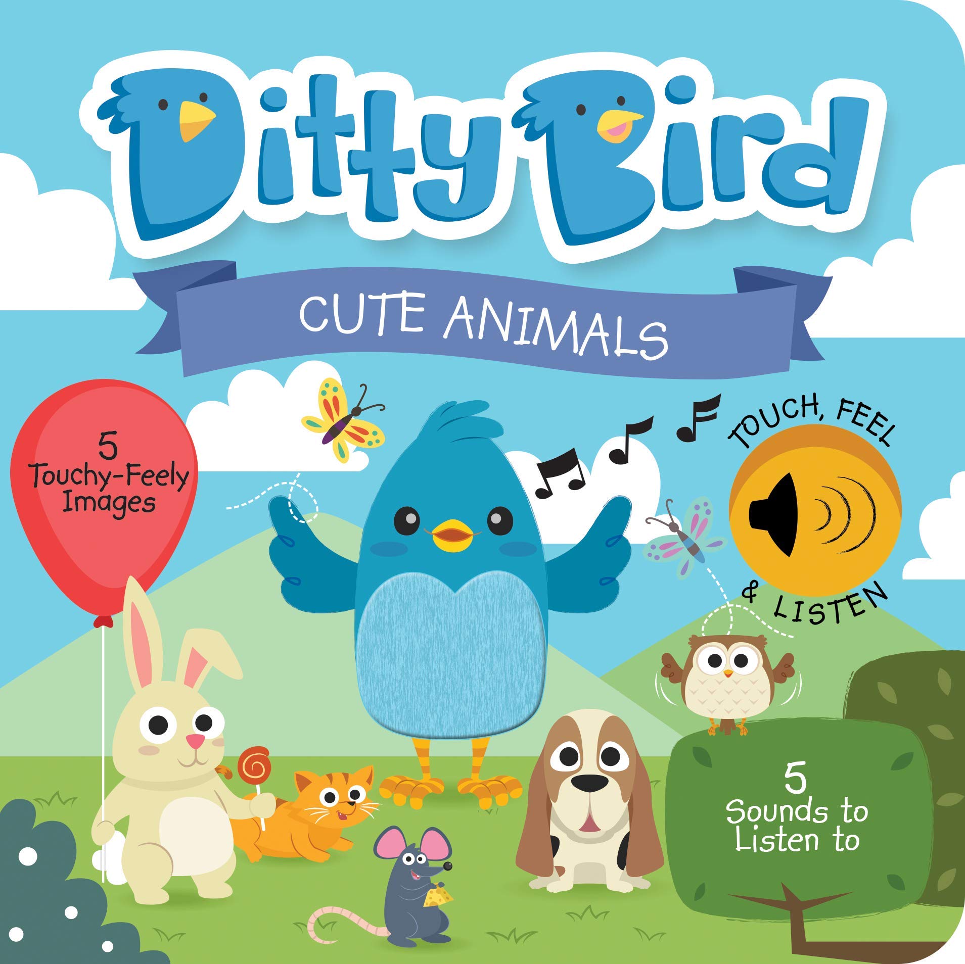 DITTY BIRD Interactive Cute Animals Sound Book. Listen, Touch and Feel Baby Books for Girl and Boy. Educational Toy for Babies, 1 Year Old and Toddler.