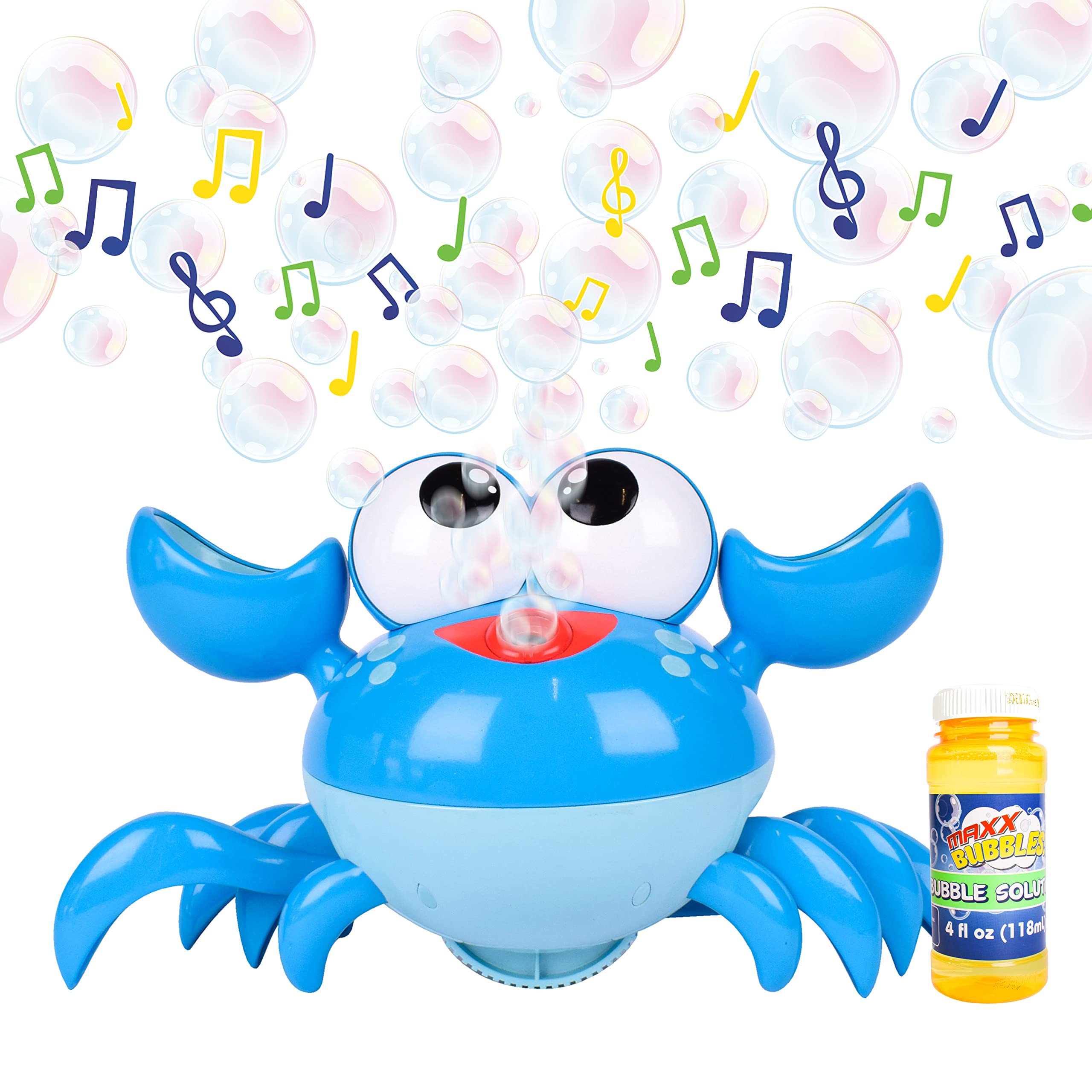 Maxx Bubbles Dancing Crab Bubble Machine - Moving Bubble Blower for Kids | Lights Up and Plays Music | 4oz Bottle of Bubble Solution - Sunny Days Entertainment