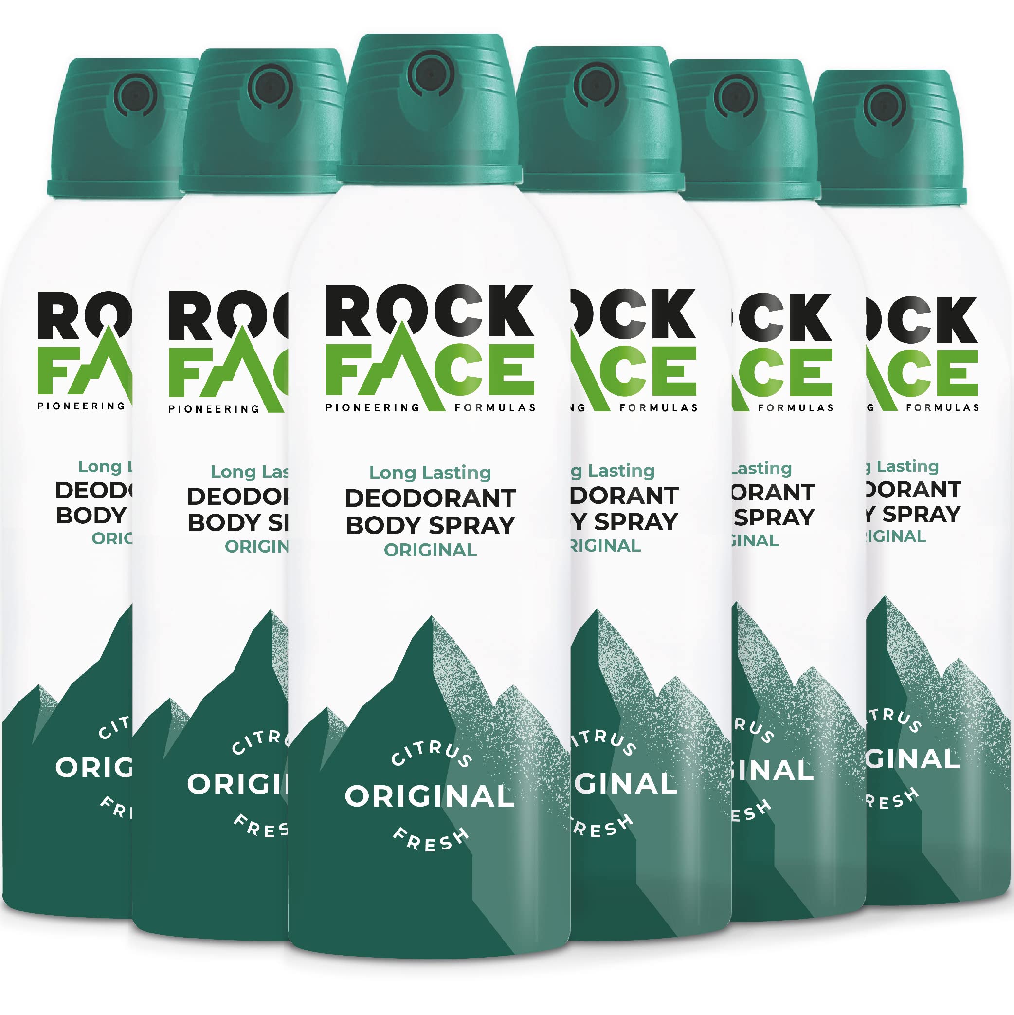 Rock Face Body Spray for Men, Deodorant Spray with Masculine, Long Lasting, 200ml, Multipack of 6