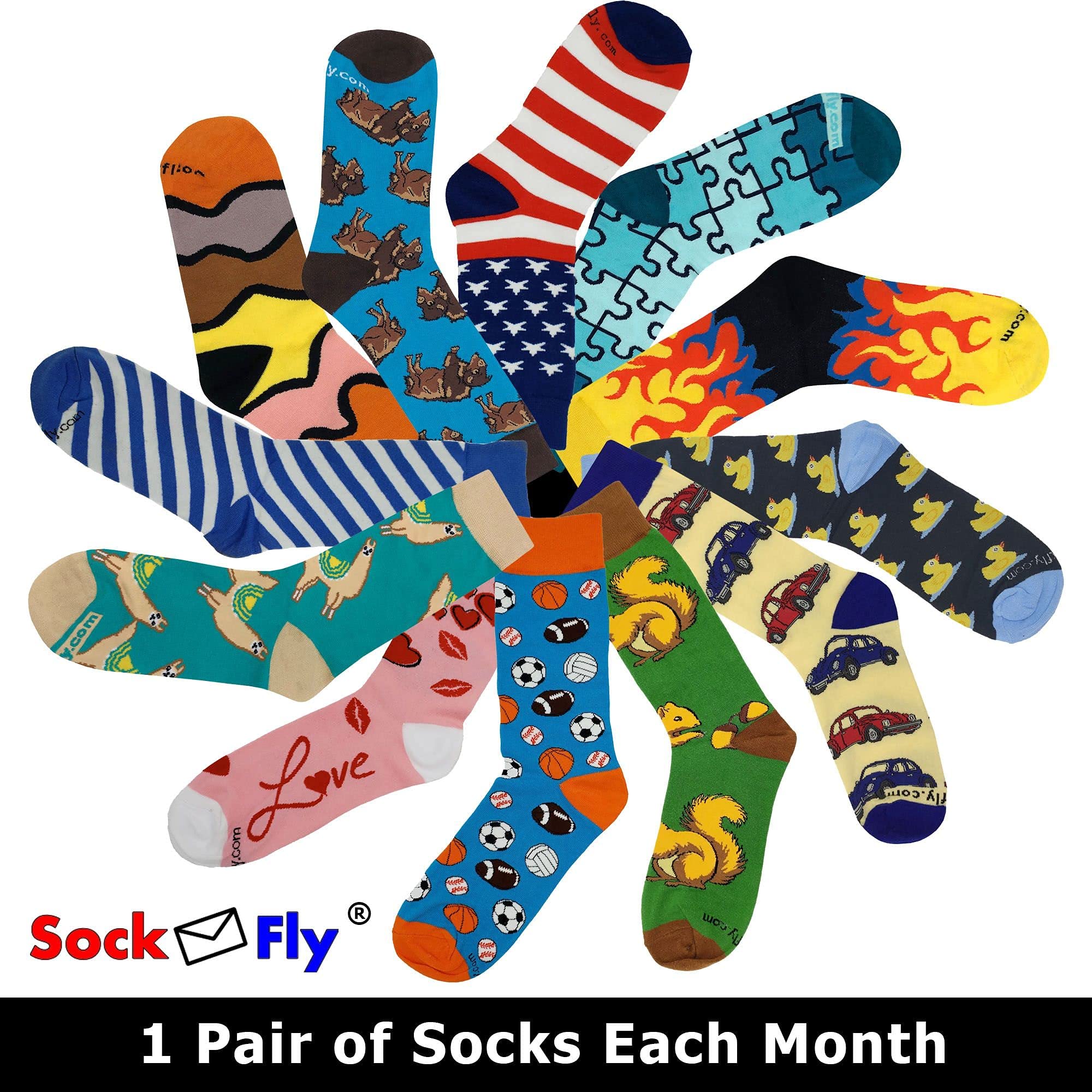 Surprise Fun & Crazy Sock Subscription Box 1 Pair Monthly