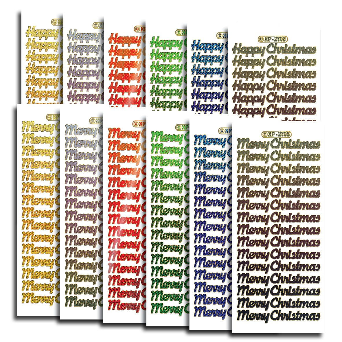 Creative Products Prismatic Christmas Text Craft Stickers, Stickers, Multi-Colour