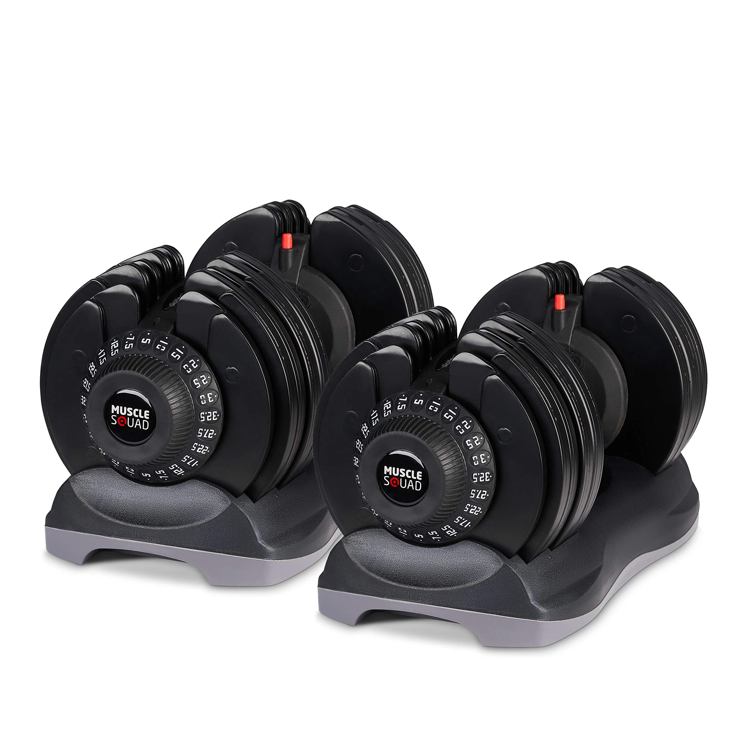 MuscleSquad 32.5kg Adjustable Dumbbell - 12 in 1 Dumbbell - 5kg to 32.5kg