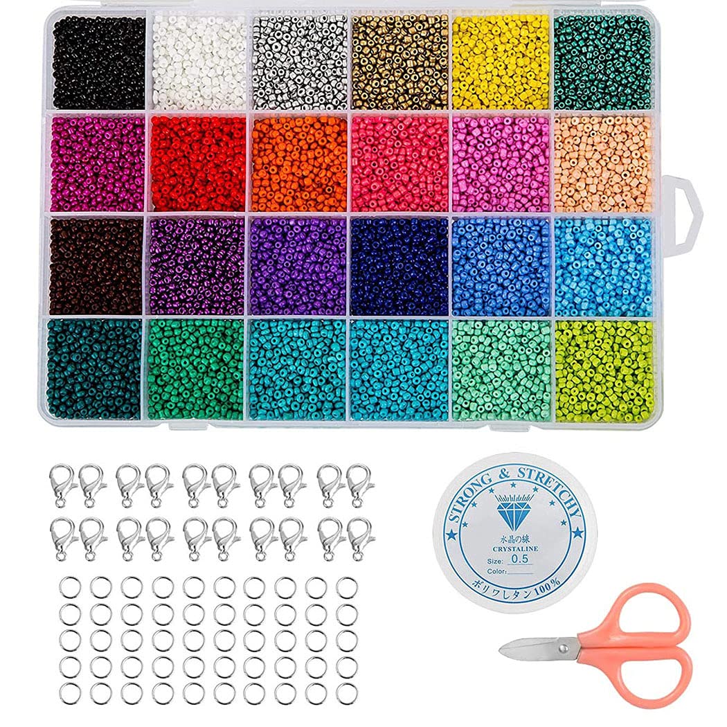 YNHMini Glass Colorful Beads With 24 Grid Storage Box For DIY Bracelet Art And Jewelry Making 12000 Pieces