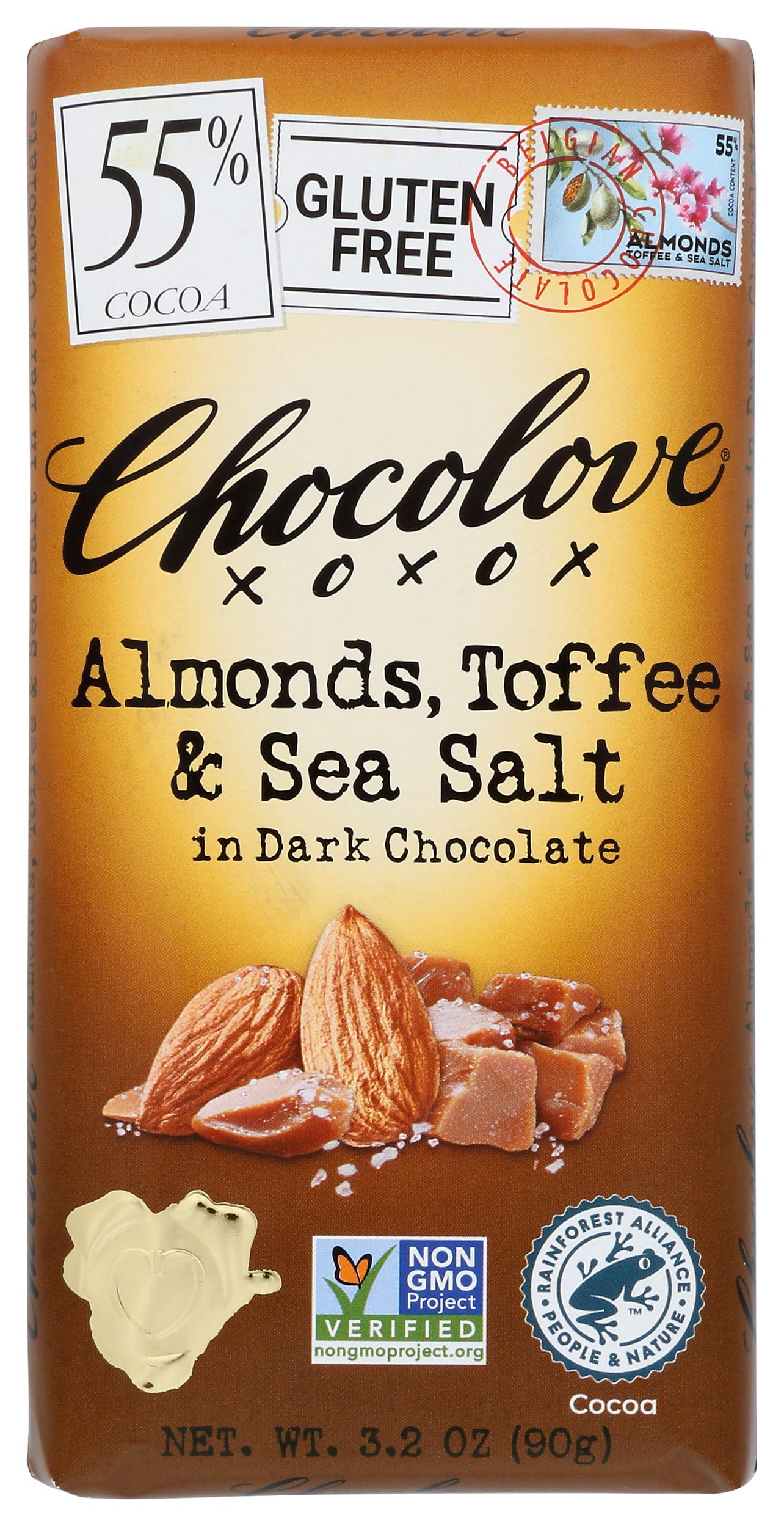 ChocoloveXoxox Bar Almond Toffee Salted, 3.2 Ounce