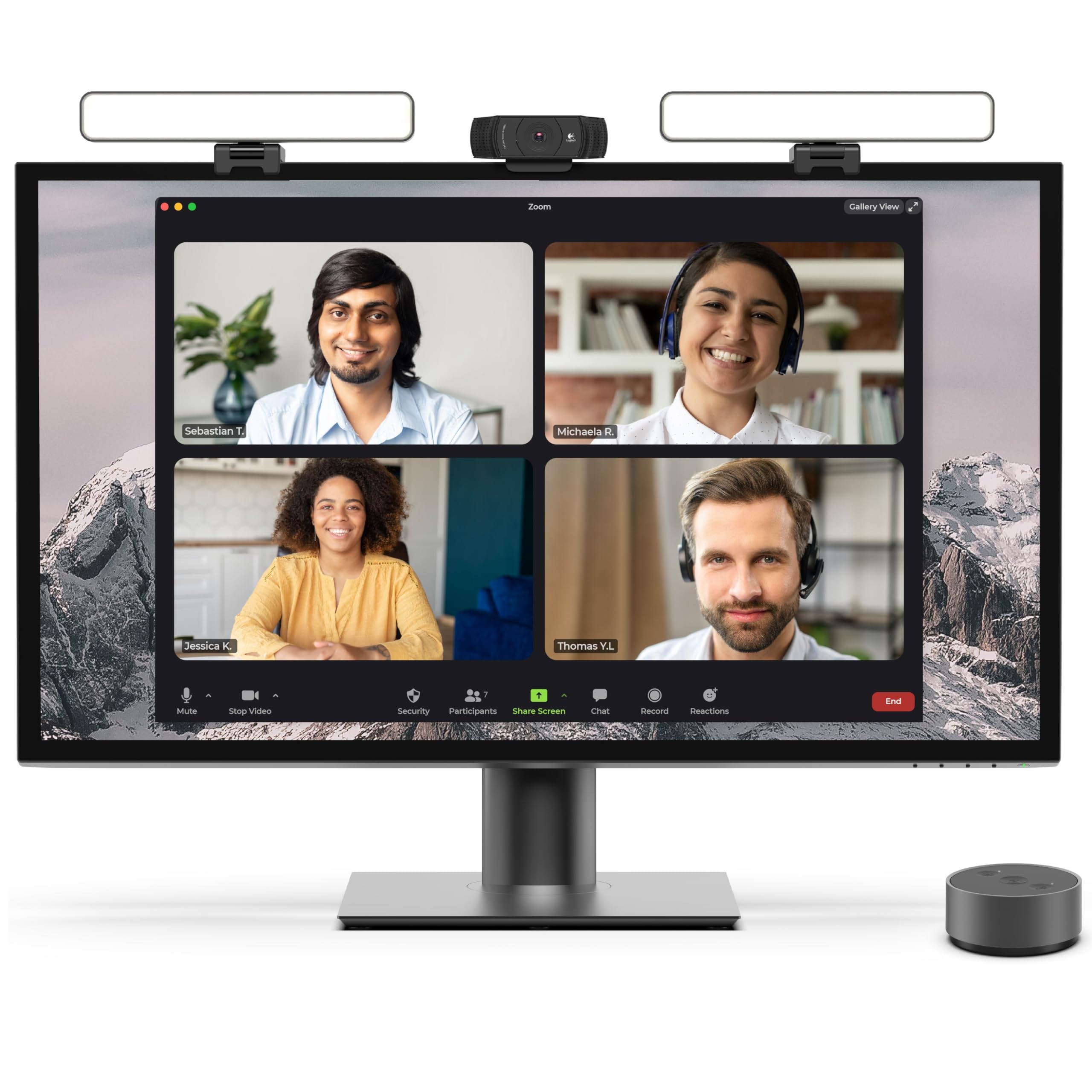 HumanCentric Premium Video Conference Lighting for Video Calls, HighBeam Pro Light for Zoom Meetings and Streaming, Upgrade Your Monitor Ring Light with LED Webcam Light, Dual Video Conference Light