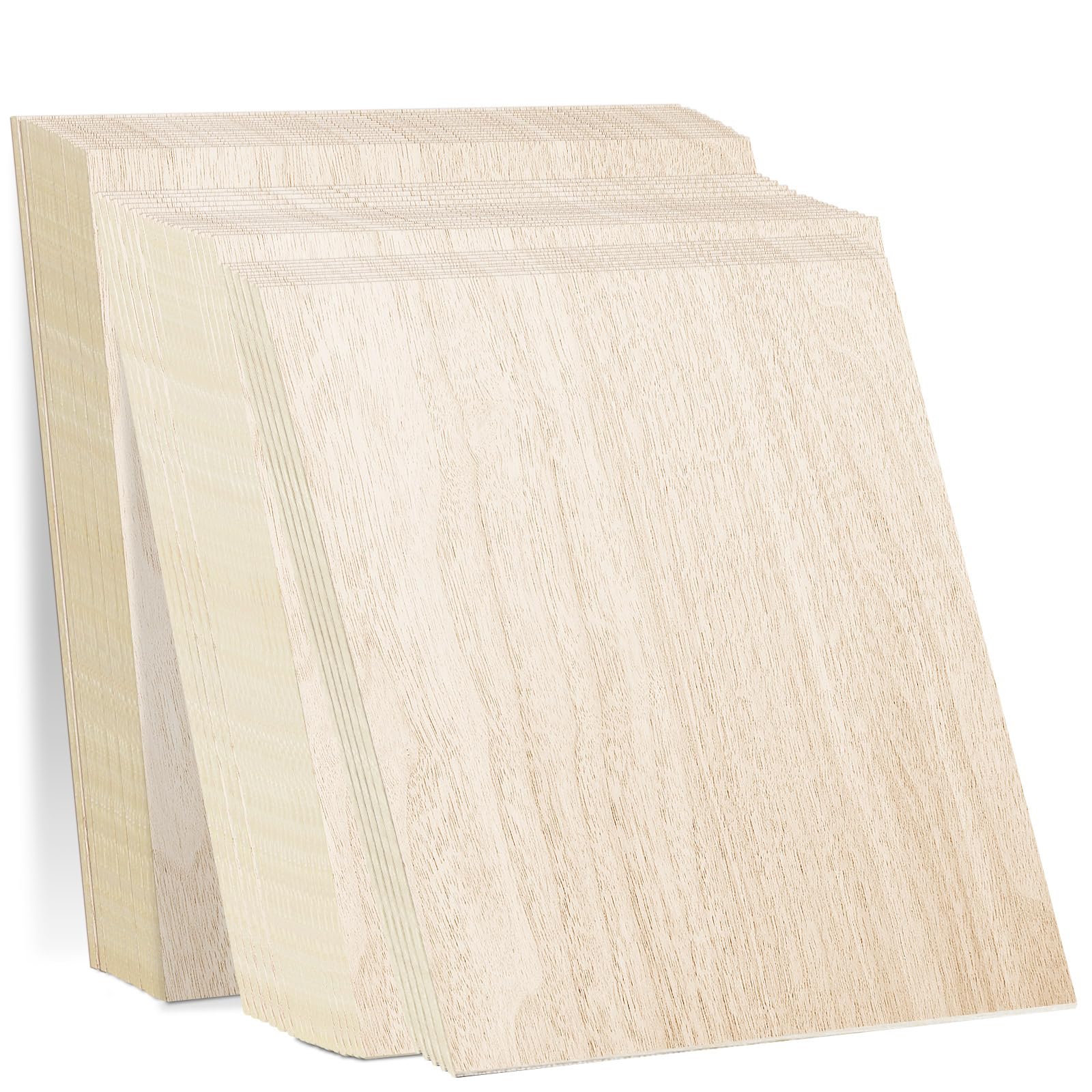 Frylr Baltic Birch Plywood Sheets Box of 45-12 x 12 x 1/8”, 3mm Thickness Perfect for Wood Burning, Laser Engraving Cutting, Scroll Saw Nature Veneer Color, Stronger Than Basswood, A/A Grade