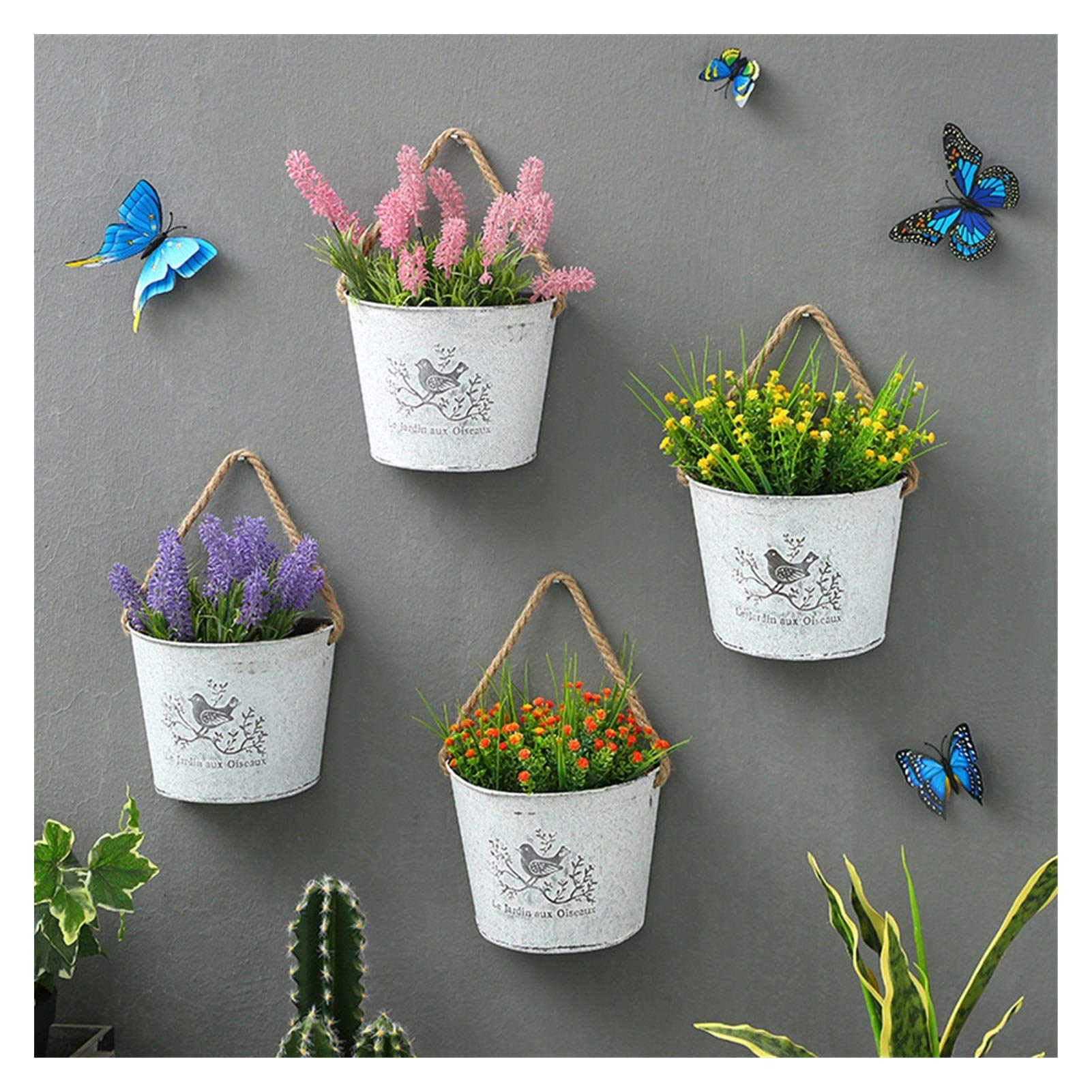 Flower pot Succulent Green Radish Pot Semi-circular Wall-mounted Tin Flower Pot Hanging Thick Waterproof Smudged Old Flower Container