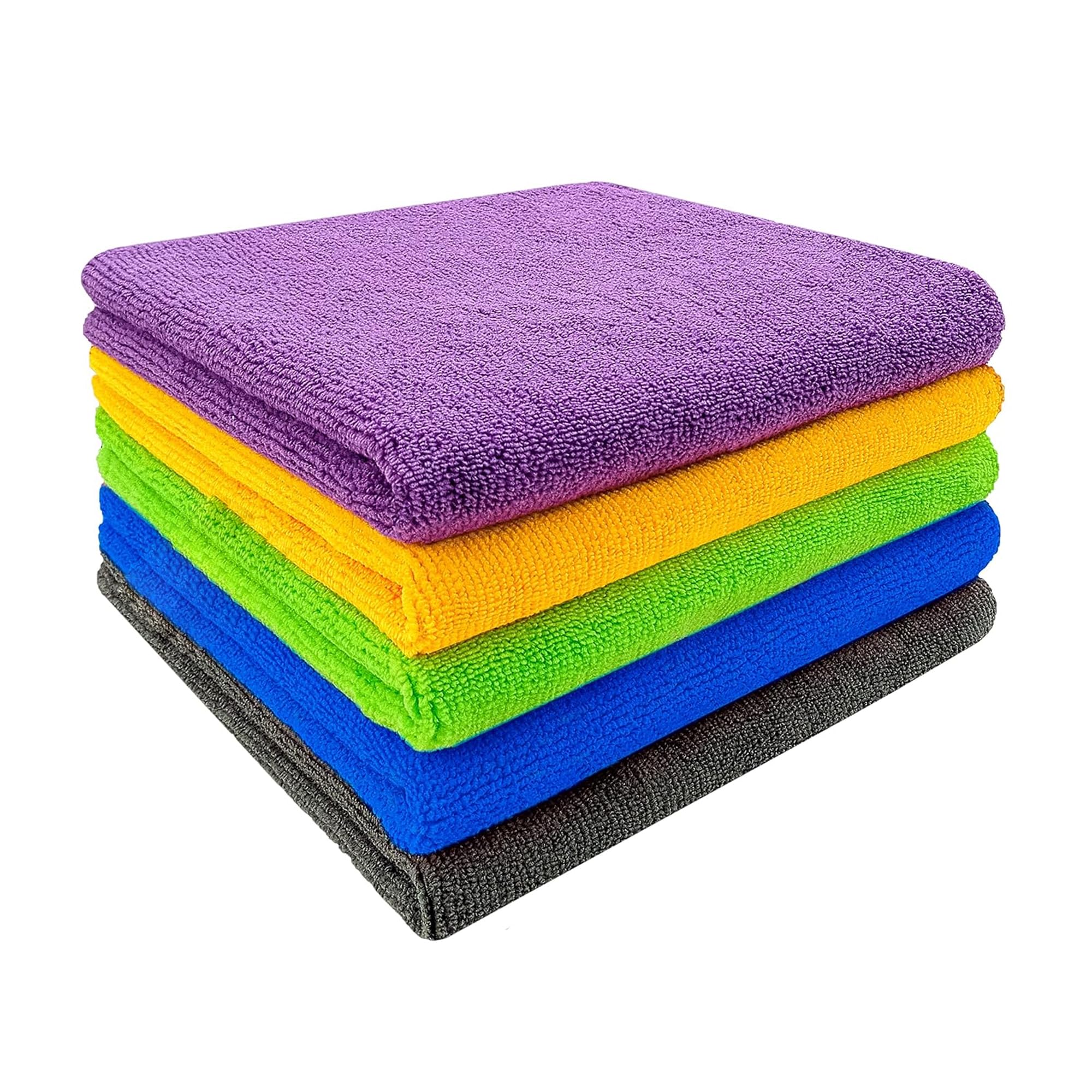 Sulfar Microfiber Cleaning Cloth For Cars With Washing Sponge, Multicolor, (3+1) Set (40X40 Cm)