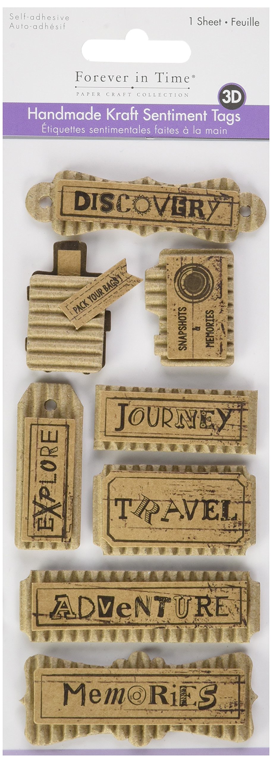 Multicraft Imports SS886F Adventure Craft Sentiment Kraft Tags, Multicolor