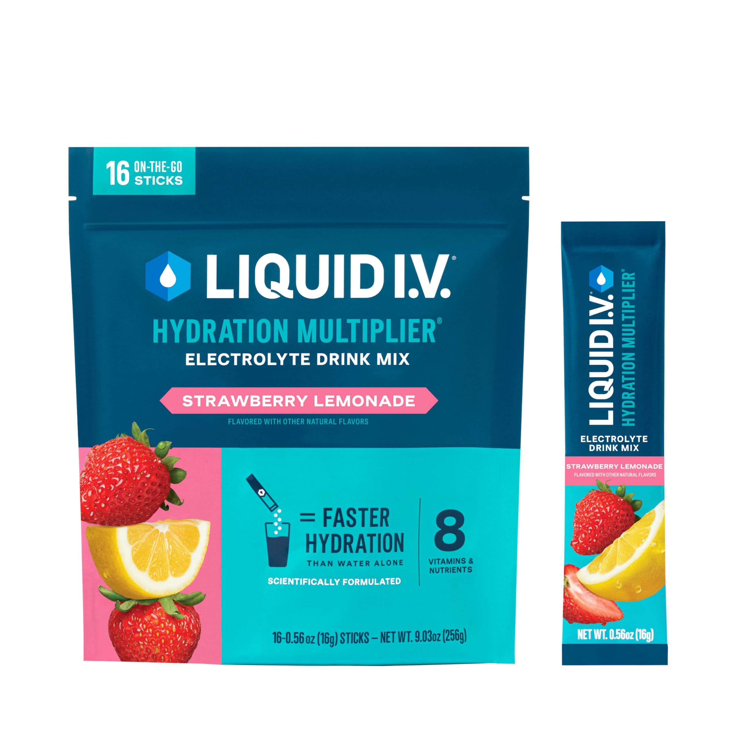 Liquid I.V.® Hydration Multiplier® - Strawberry Lemonade - Hydration Powder Packets | Electrolyte Powder Drink Mix | 1 Pack (16 Servings)