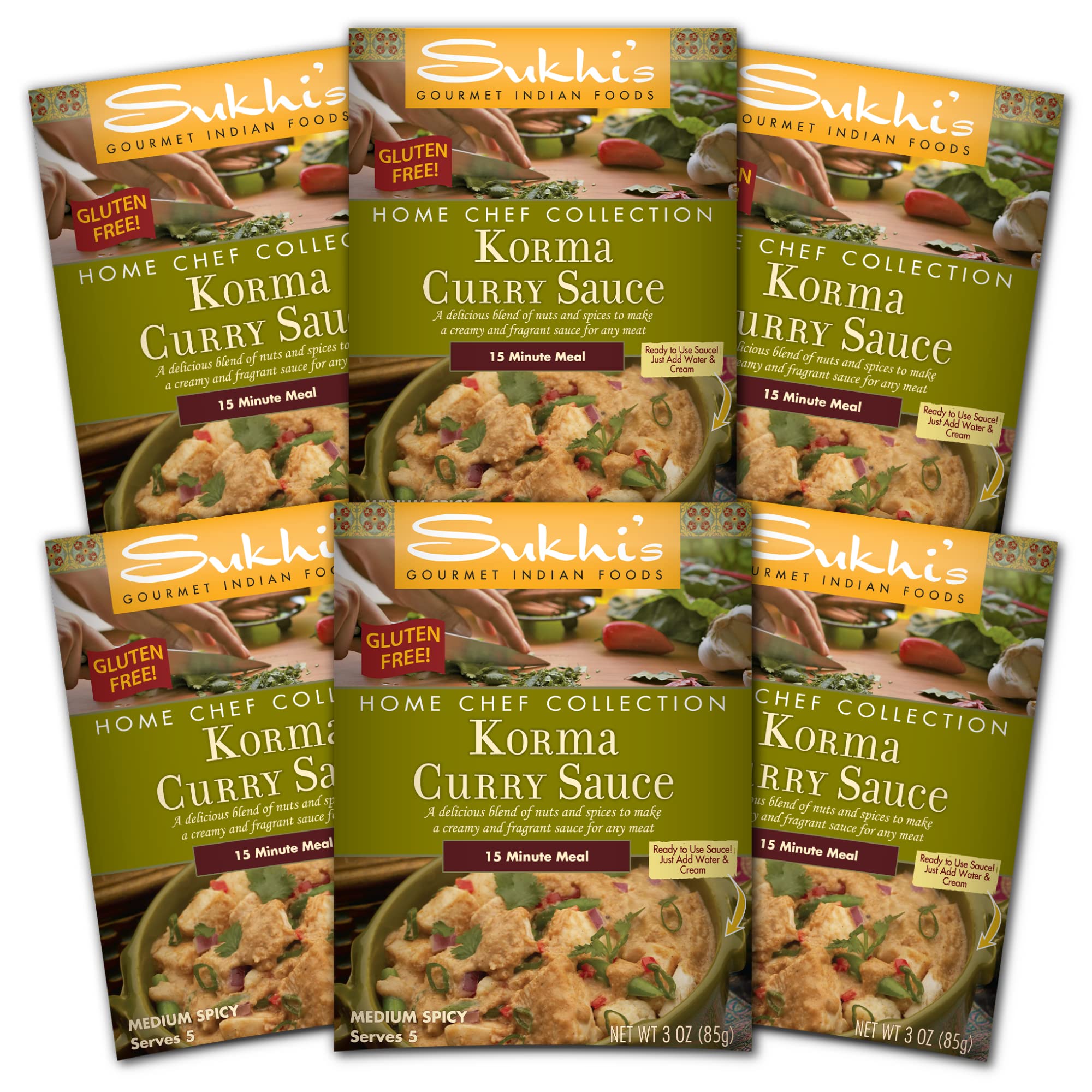 Sukhi's Gluten-Free Indian Sauce, Korma Curry, 3 Ounce (Pack of 6) (packaging may vary)