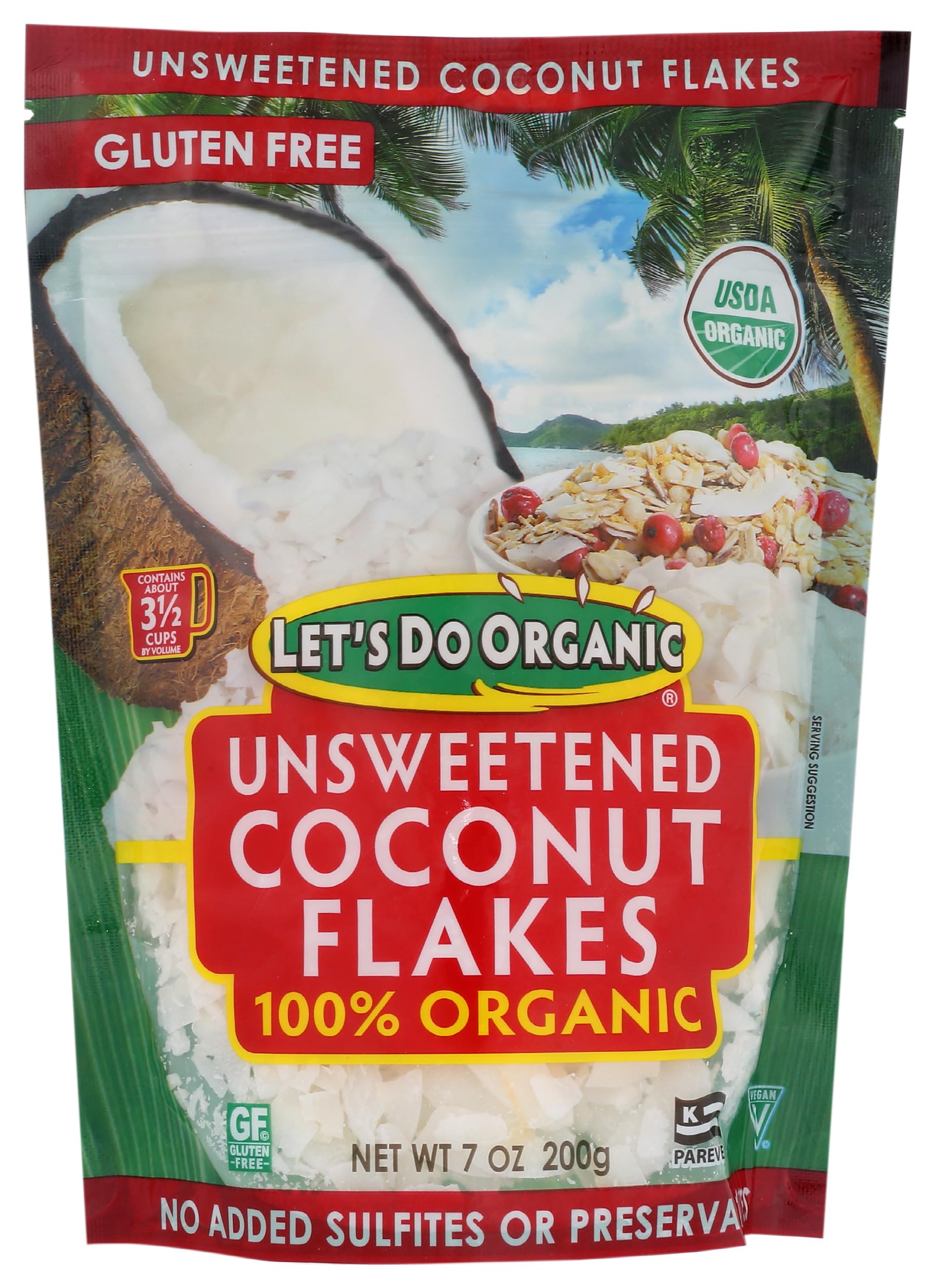 Let's Do Organic Unsweetened Coconut Flakes, 7 oz