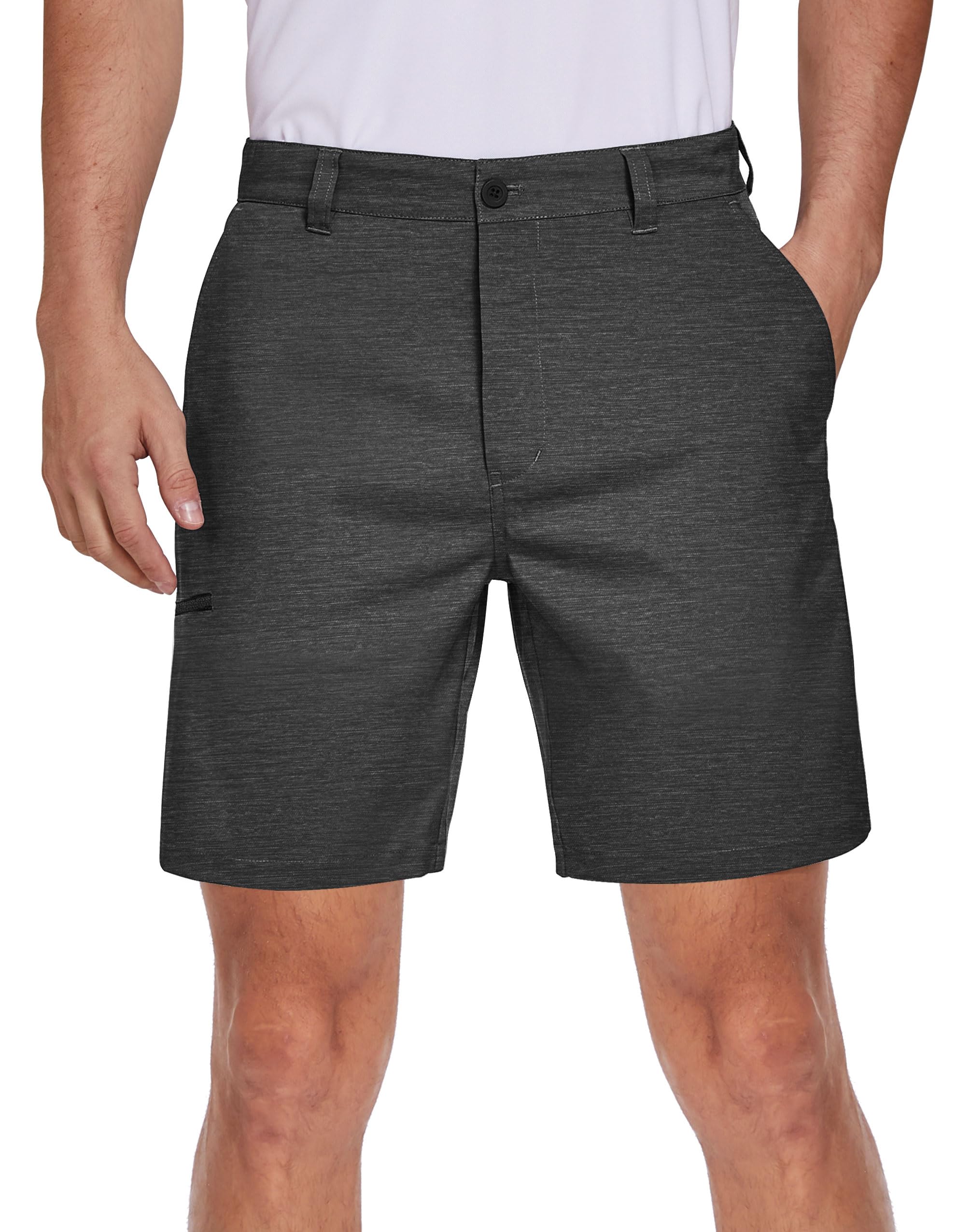 PULIMens Golf Hybrid Shorts 7 Inch Dress Stretch Hiking Flat Front Quick Dry Lightweight Board Chino with Pockets