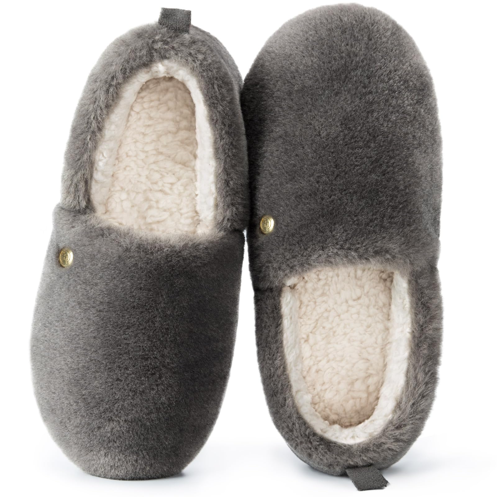 EverFoamsWomen's Closed-back Slippers Fuzzy Faux Wool Soft Lightweight Non-slip House Shoes