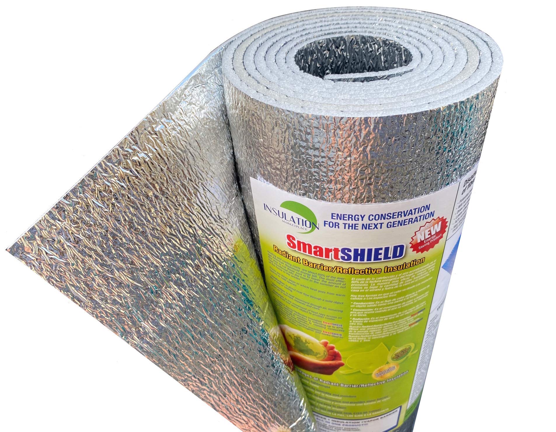 INSULATION MARKETPLACE SmartSHIELD -3mm 16 inchx25Ft Reflective Insulation roll, Foam Core Radiant Barrier, Thermal Insulation Shield - Engineered Foil