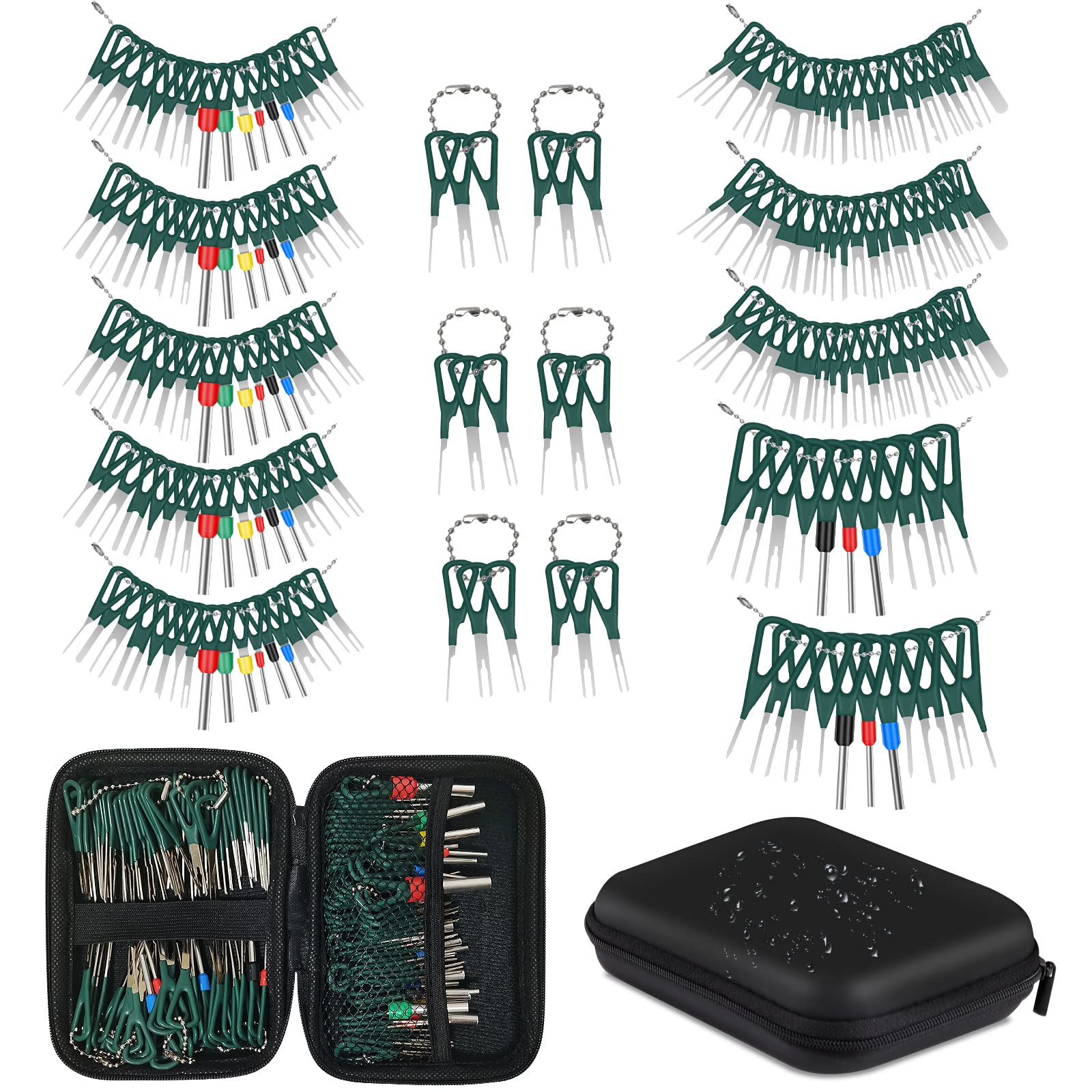 MWBFPAFC 190 PCS Terminal Removal Tool Kit Terminal Ejector Kit Depinning Key Tool Set Auto Electrical Wiring Crimp Connector Pin Repair Remover Key Tools Set for Most Car Connector Terminal