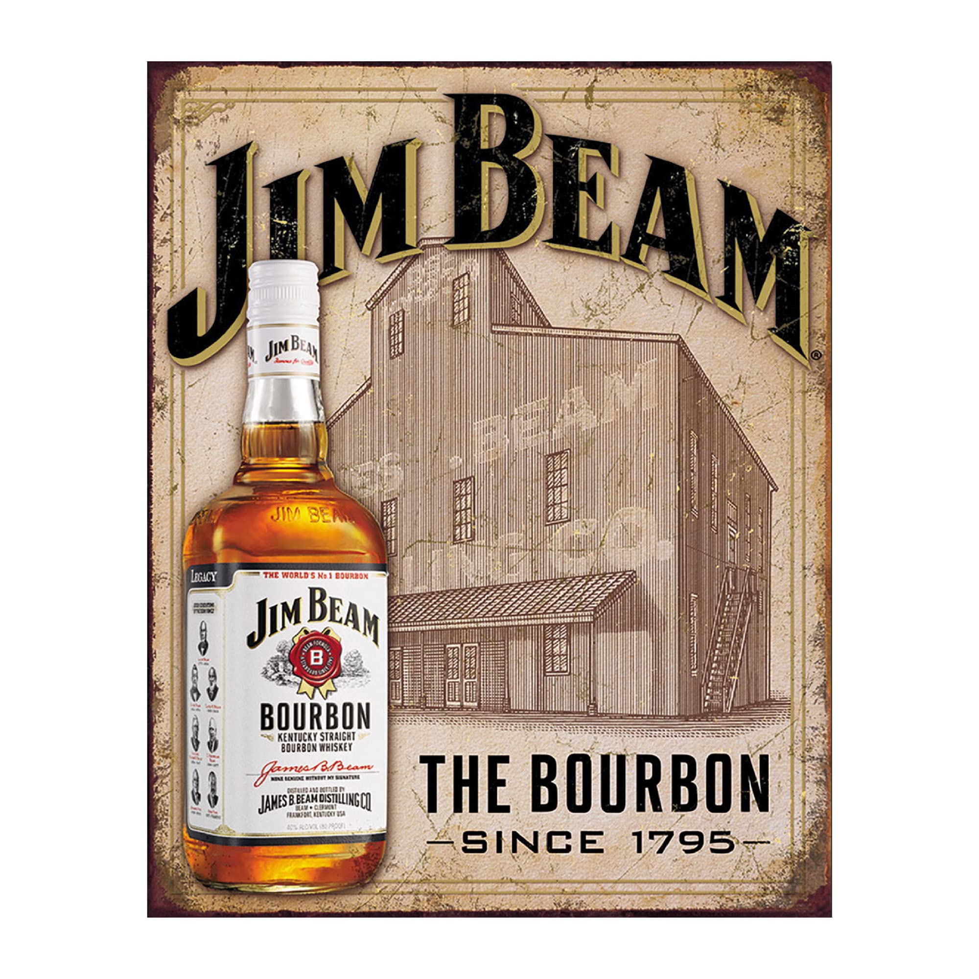 "Jim Beam Bourbon" Bar Wall Art Print - 8x10" Kentucky Whiskey Distressed Print For Home Decor, Man Cave Decor, Bar Decor, Garage Decor. Great For Fans! Unframed