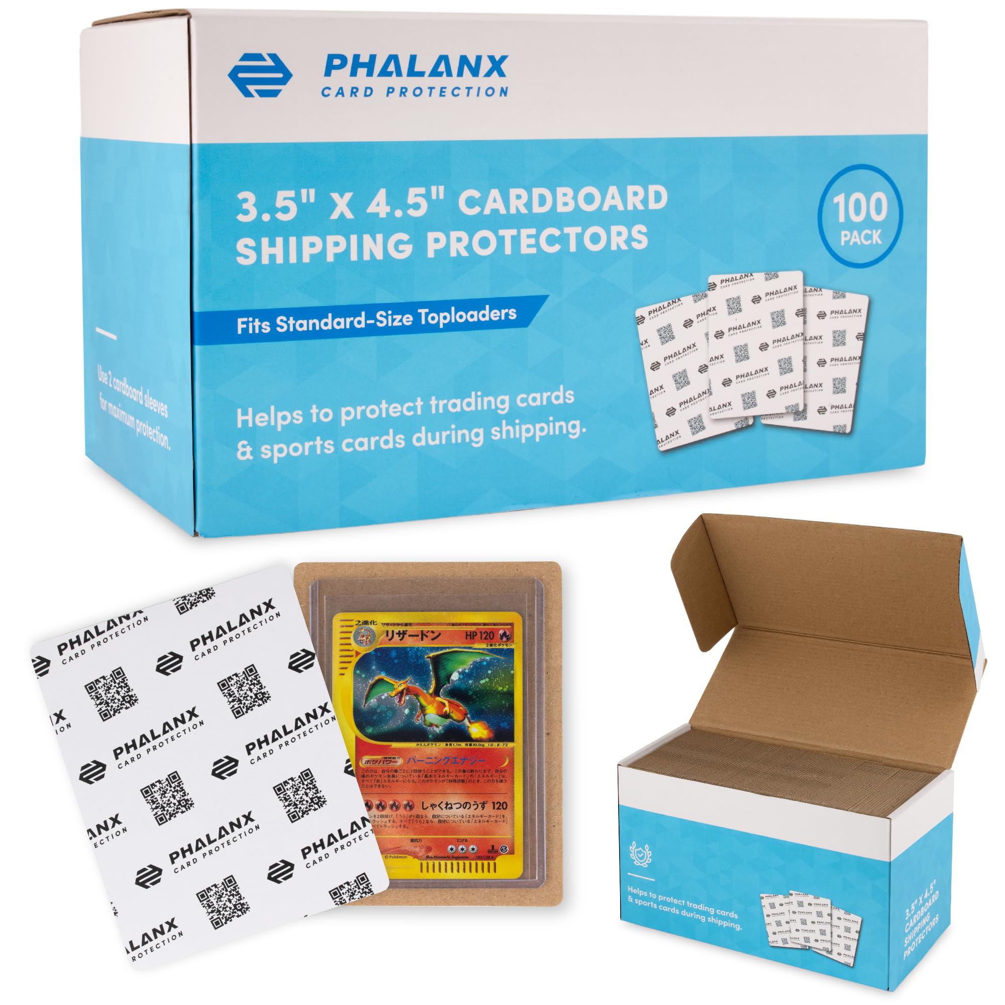 PhalanxTrading Card Shipping Protector, Precut Trading Card Shipping Supplies, Sports Card Protectors, Cardboard Sleeves for Cards That are Raw, 3.5 x 4.5-inch Card Protectors for Shipping, 100 ct