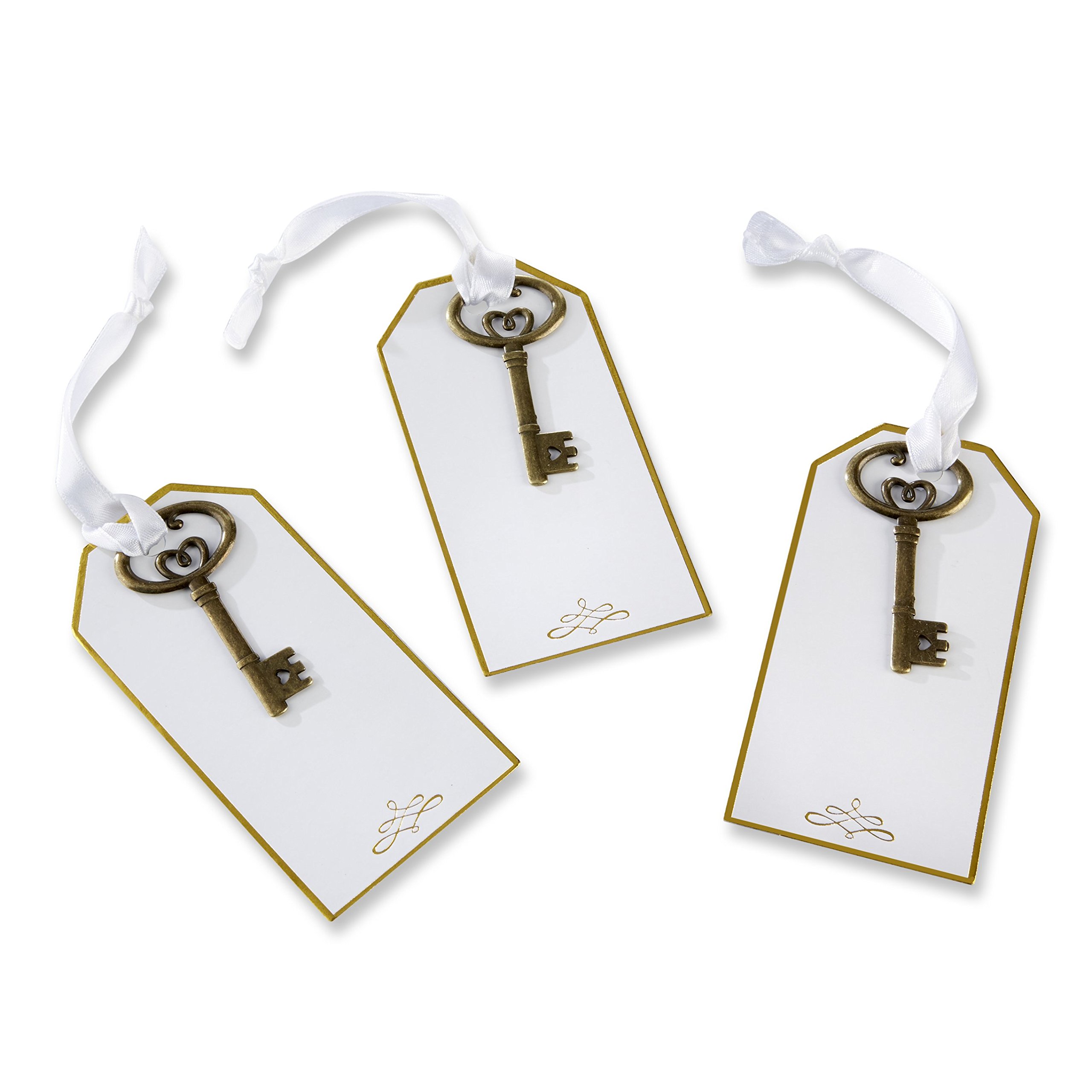 Kate Aspen Gold Key Escort Card (Set of 12) Gift Tags, Gold and White