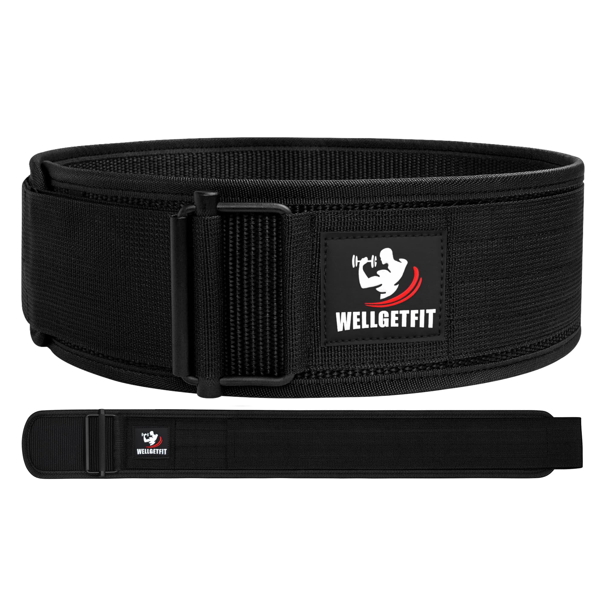 WellGetFit Weight Lifting Belt - Auto Locking Gym Workout Belt For Men & Women. 4" Nylon Deadlift Belt with Adjustable Buckle For Weightlifting, Olympic Training, Cross Training, Squats & WODs