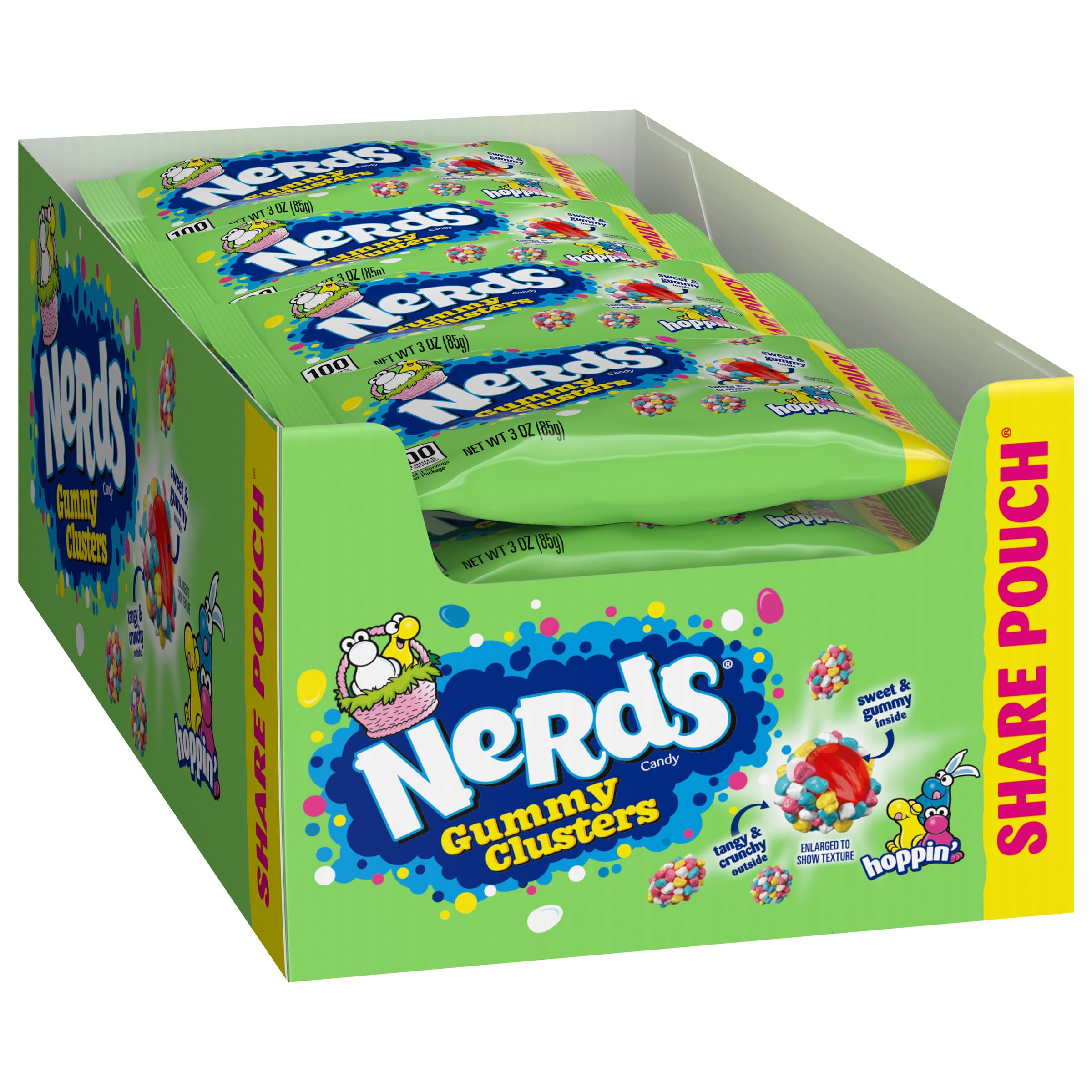 NERDS Hoppin' Gummy Clusters, Springtime Easter Candy, 3 oz sharepack (Pack of 12)