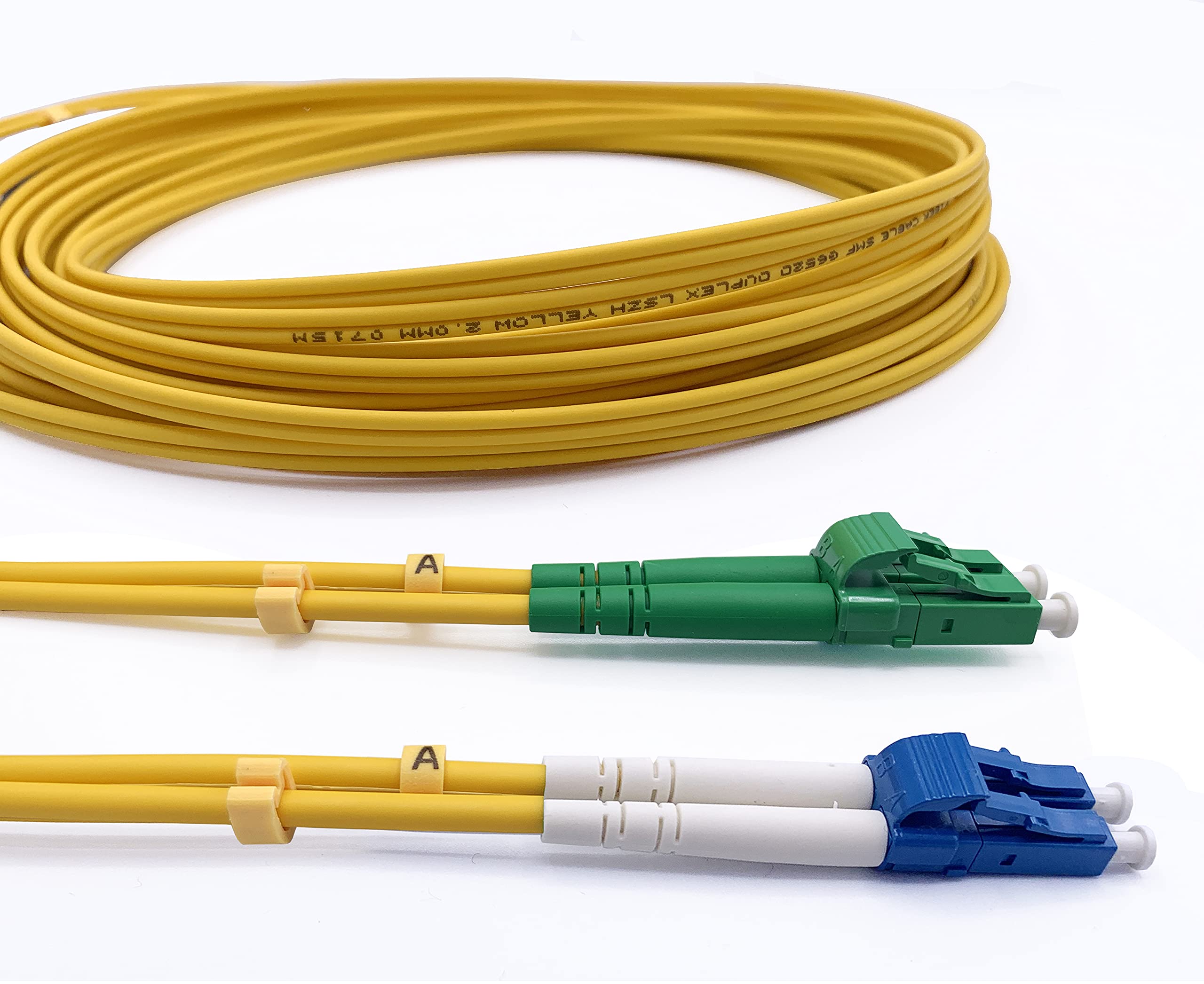 Elfcam® - LC/APC to LC/UPC Duplex Single-mode Fibre Optic Cable, 9/125μm OS2 LSZH (7M)