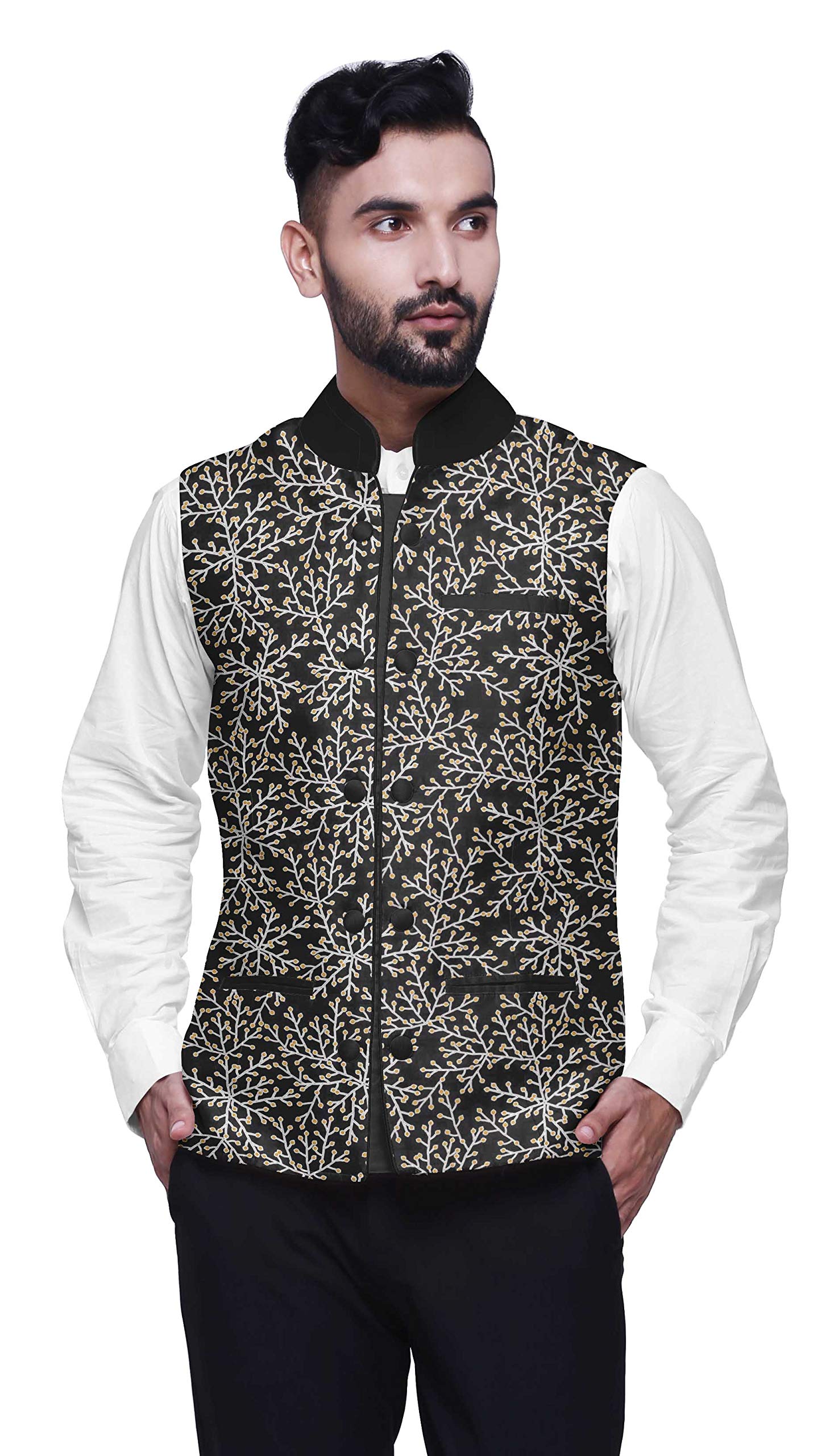 Atasi Fruits Printed Wedding Jackets for Men Nehru Jacket Waist Coat for Wedding & Festive Season