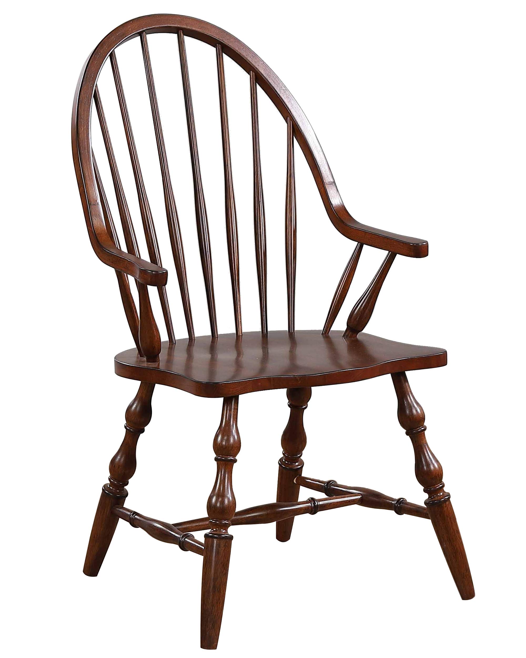 Sunset Trading Andrews Windsor Dining Chair with Arms | Distressed Chestnut Brown