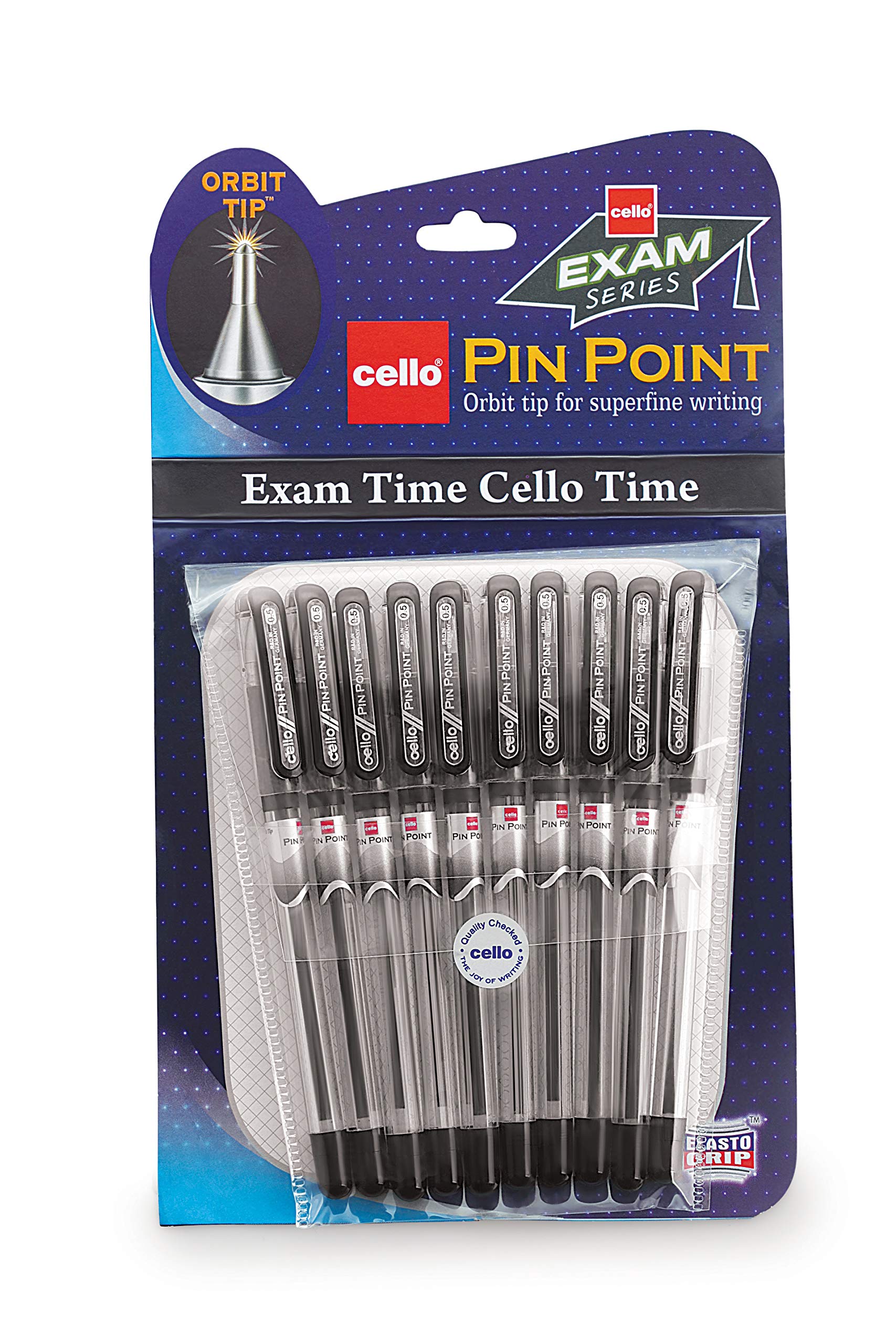 CelloPinpoint Ball Pen | Pack of 10 | Lubriflow Ink System | Elasto Grip | Lightweight Ball Pen | Cello Pen | Ball Pen | Best pen for Exam