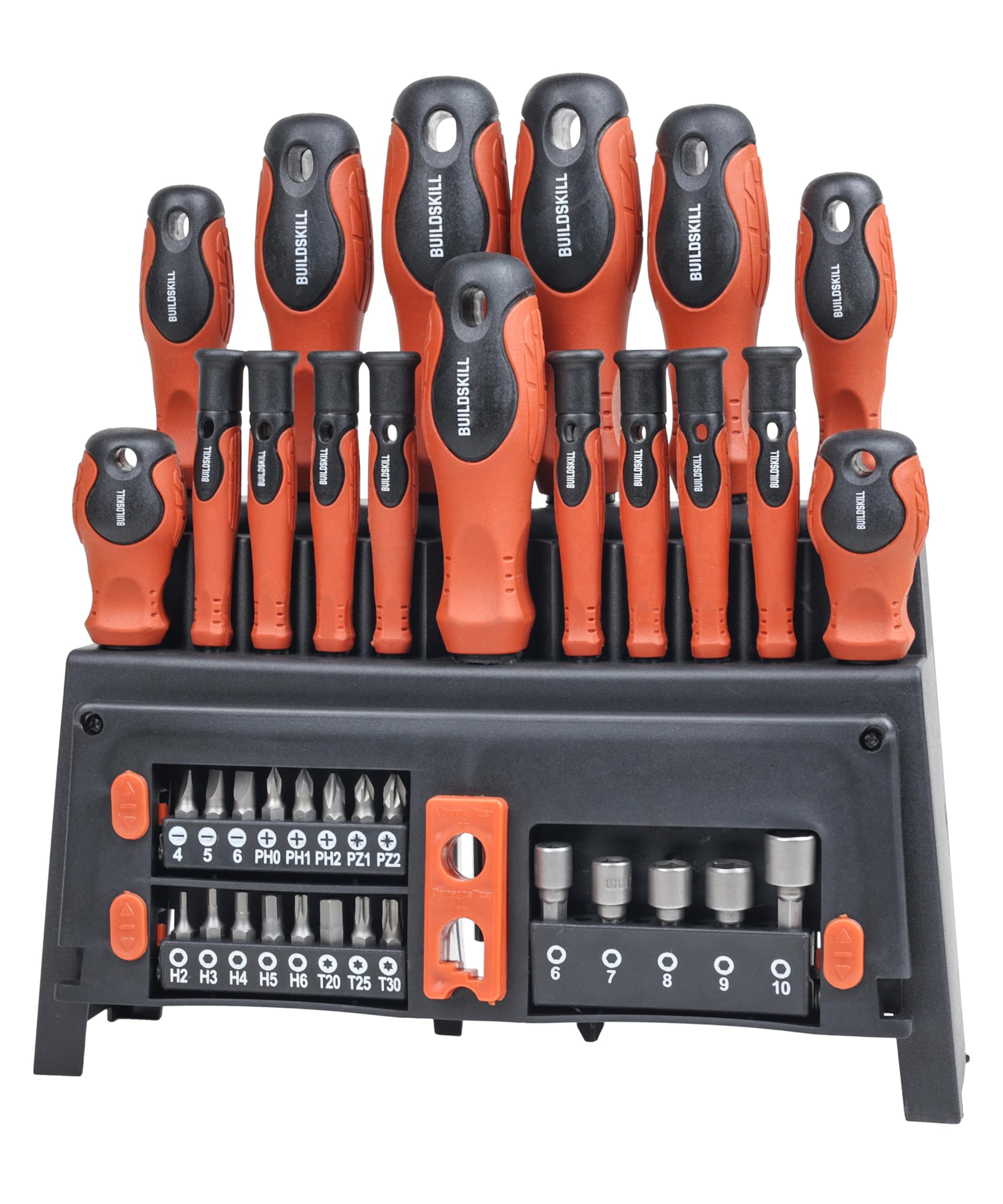 Buildskill 39 Pieces Screwdriver Set, Screwdriver with Ergonomic Non-Slip Grip, With Magnetizer Demagnetizer, Wear-Resistant Phillips & Flathead Tips, Precision Screwdrivers Included