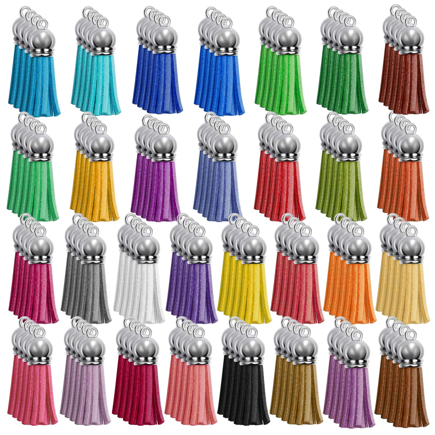 Paxcoo 120Pcs Keychain Tassels Acrylic Keychain Blanks Keychain Rings Bulk for DIY Craft Supplies