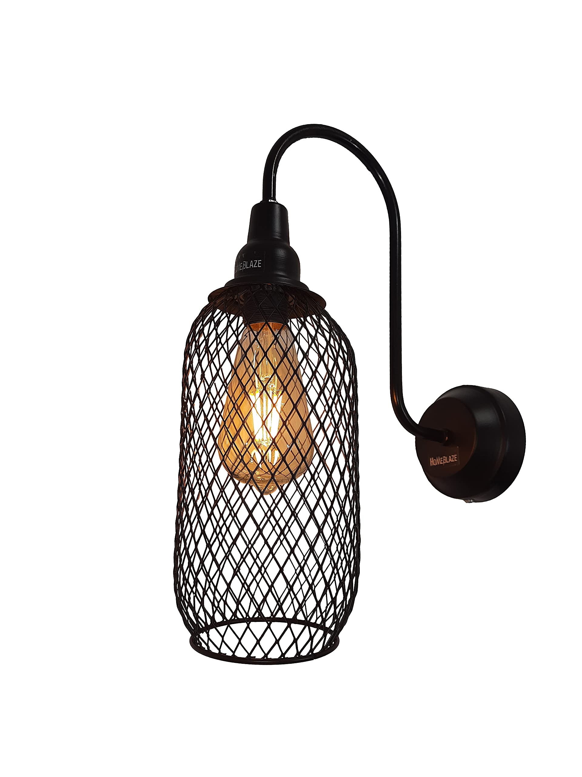 HOMEBLAZE Wall Light Metal Wire Mesh Bottle Shade Decorative Hanging Pendant Wall Lamp (Black, 60W)