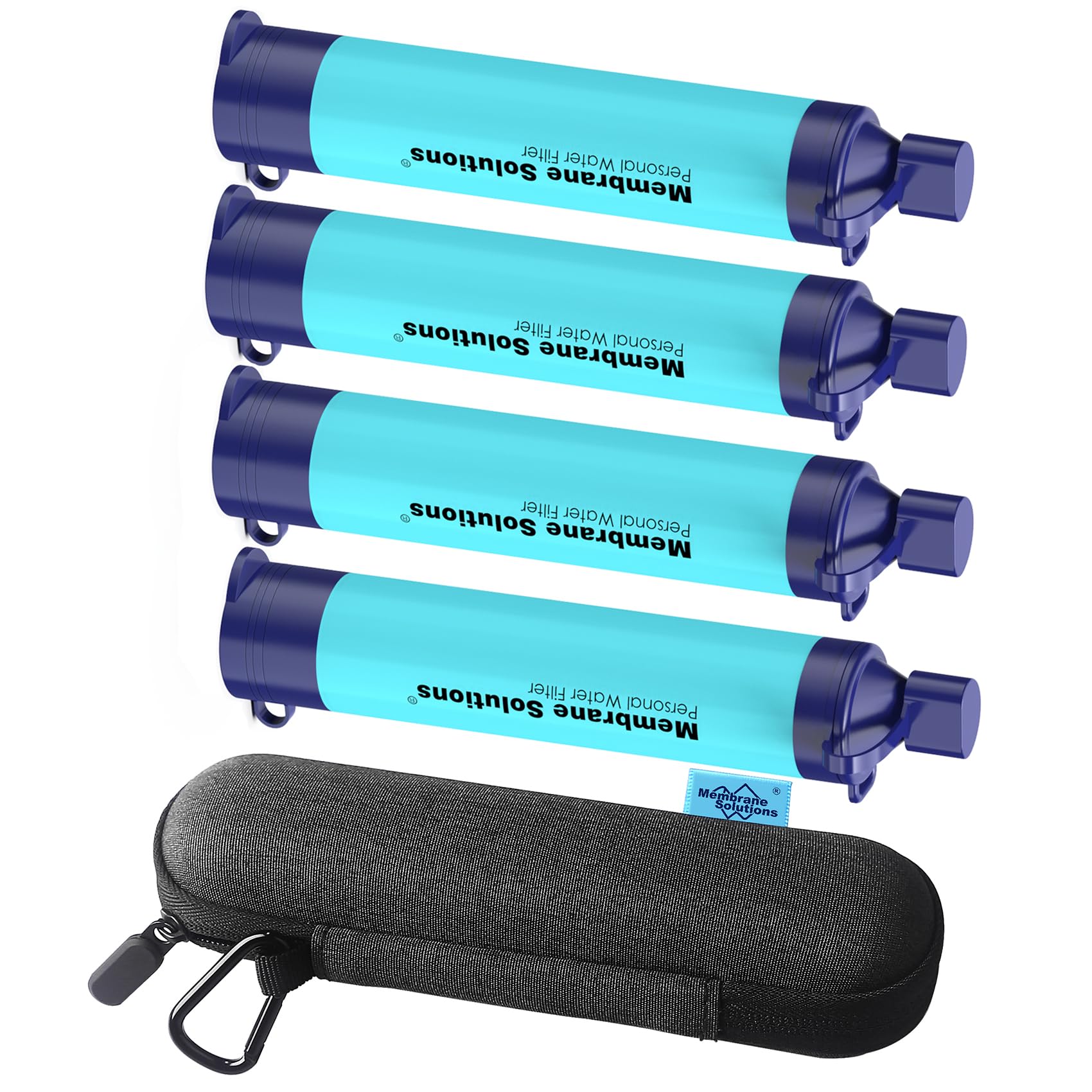 Membrane Solutions4Pack Water Filter Straw with A Storage Case, Portable Personal Water Filtration Straw Protective Carrying Bag, Outdoor Water Purifier for Travel Survival Emergency Preparedness