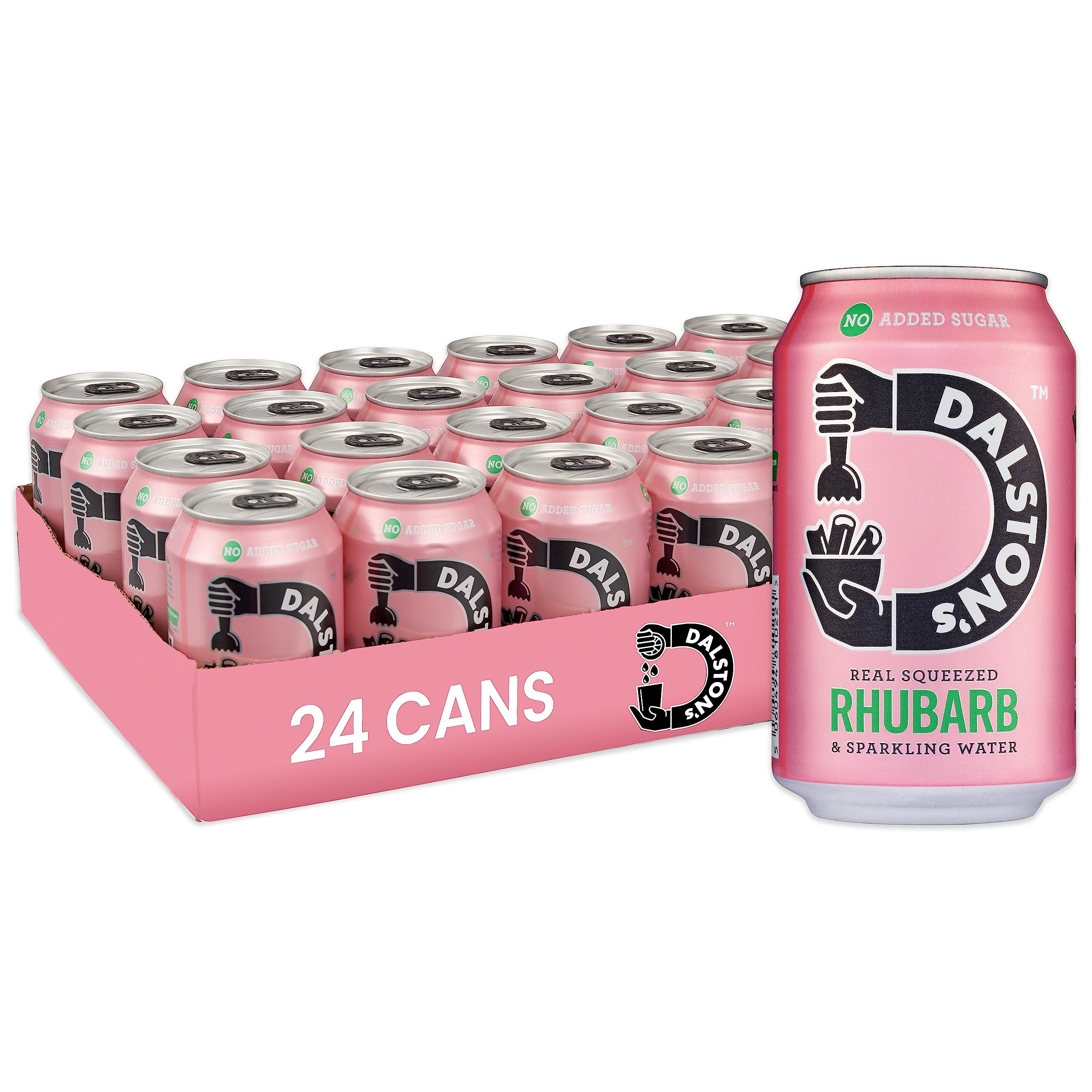 Dalston'sSparkling Rhubarb Soda (24 x 330ml) - Real Squeezed Rhubarb & Sparkling Water - 40 Kcal - No Added Sugar - No Artificial Sweeteners - Healthy Alternative - Low Calorie - Vegan