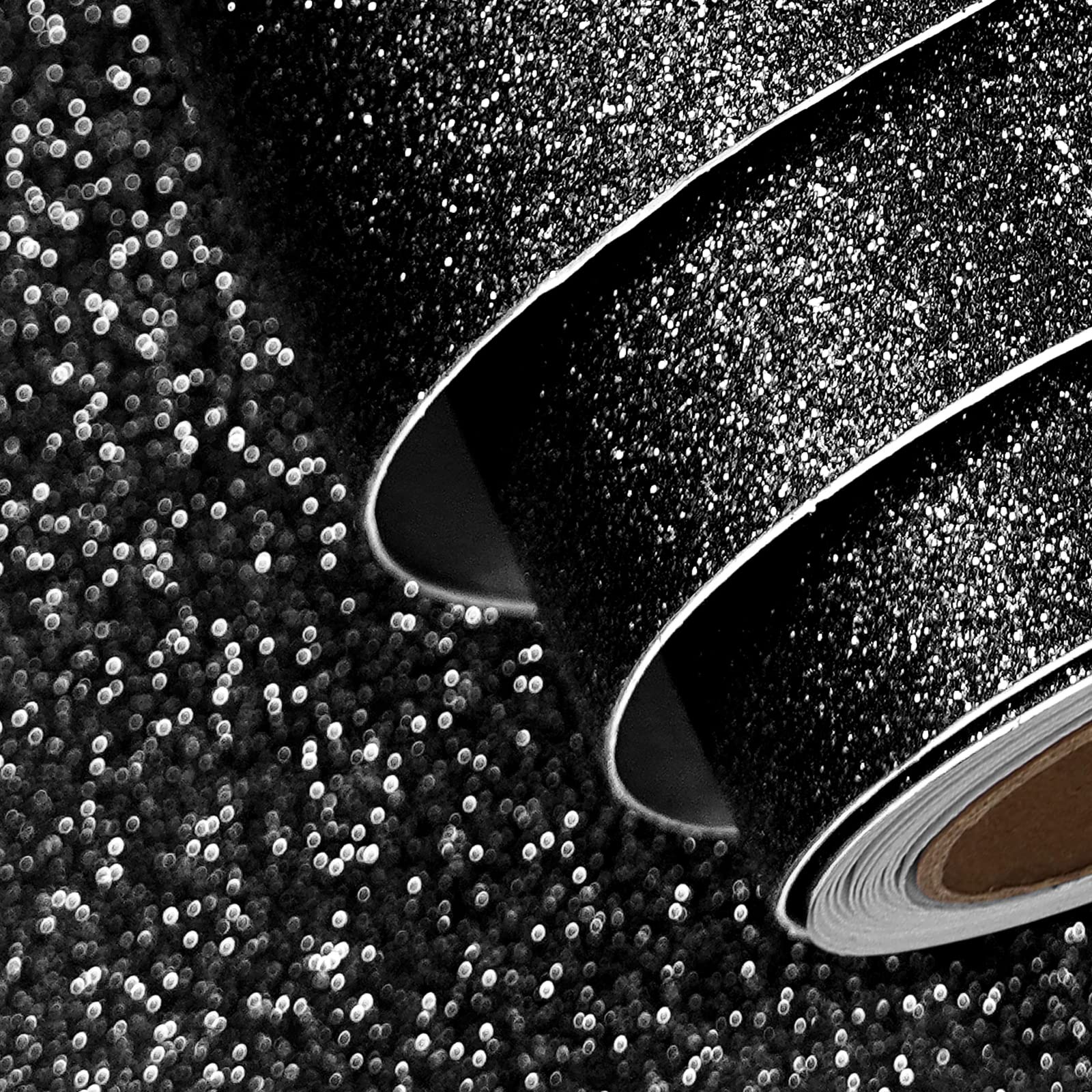 FunStick Black Glitter Wallpaper Peel and Stick Sparkle Glitter Decorative Wall Paper Black Glitter Contact Paper for Cabinets Self Adhesive Fabric Wallpaper for Room Walls Drawers Crafts 15.8"x78.8"