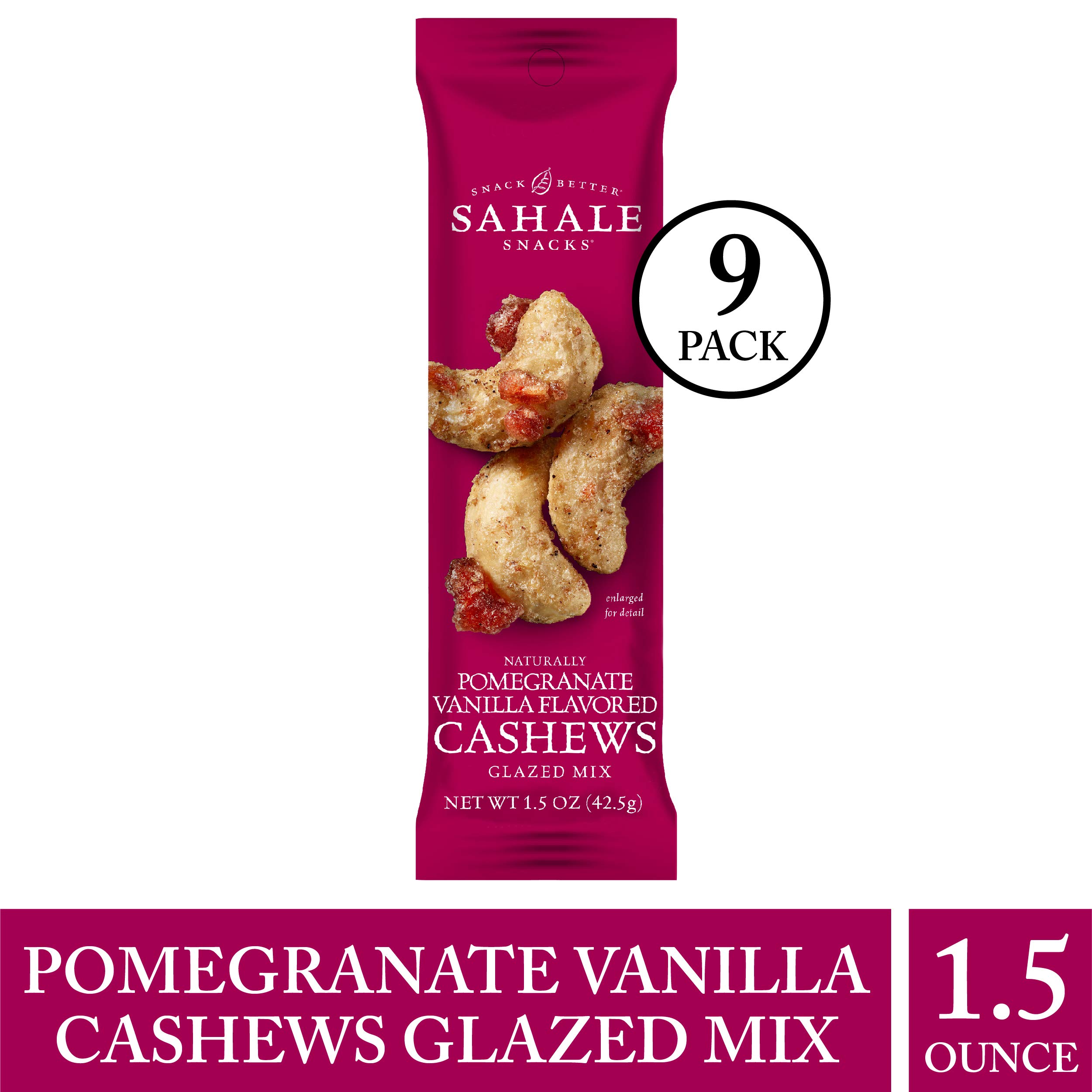 Sahale Snacks Pomegranate Vanilla Flavored Cashews Glazed Mix, 1.5 Ounce (Pack of 9)